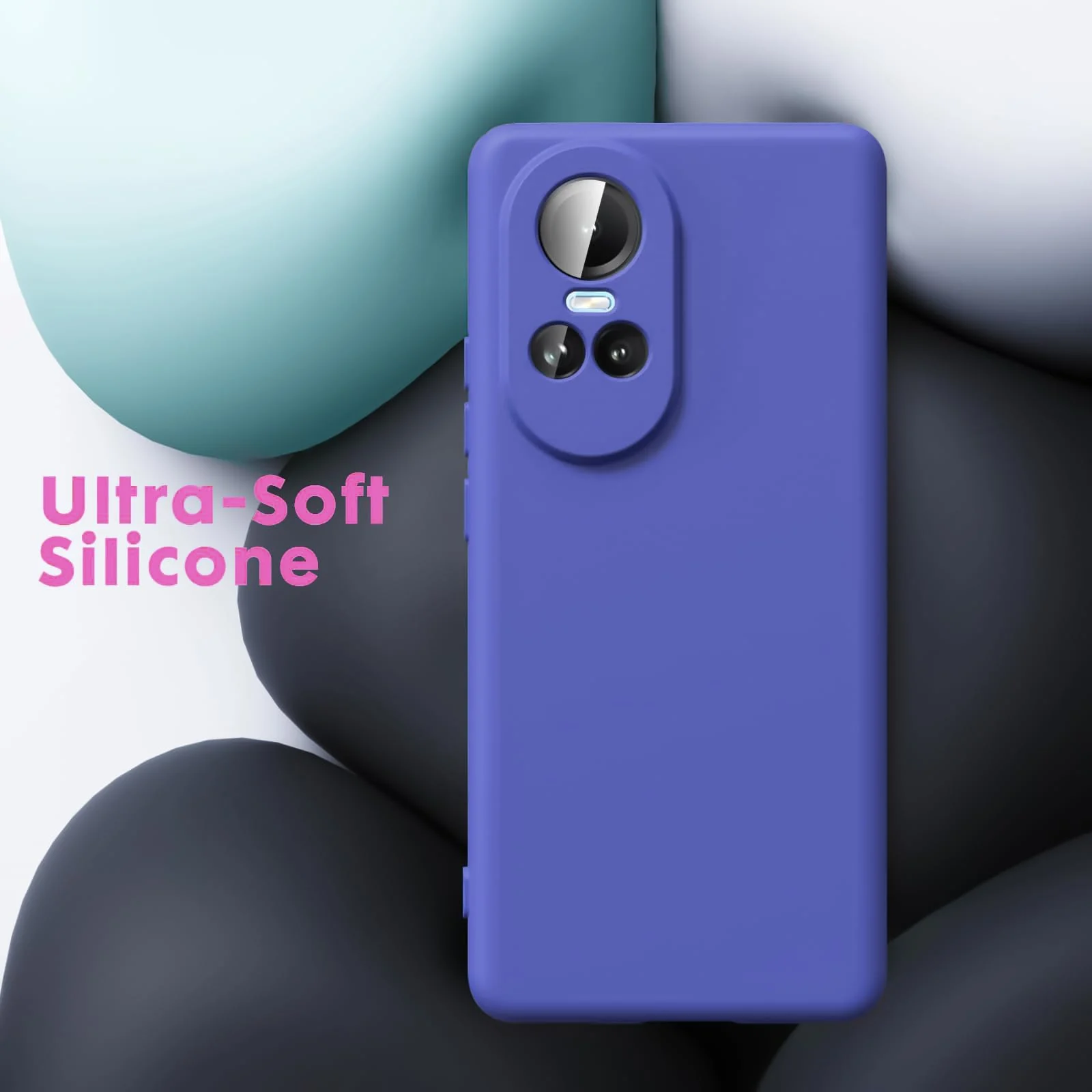 DL3 Mobilak Liquid Silicone Protective Case with Soft Microfiber Lining with Full Camera Protection for OPPO Reno 10 5G / OPPO Reno 10 Pro 5G - Light Blue