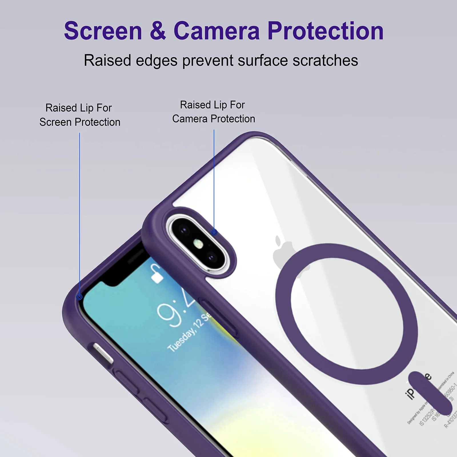 DL3 Mobilak Clear MagSafe-Compatible TPU Case for iPhone XS Max - Deep Purple