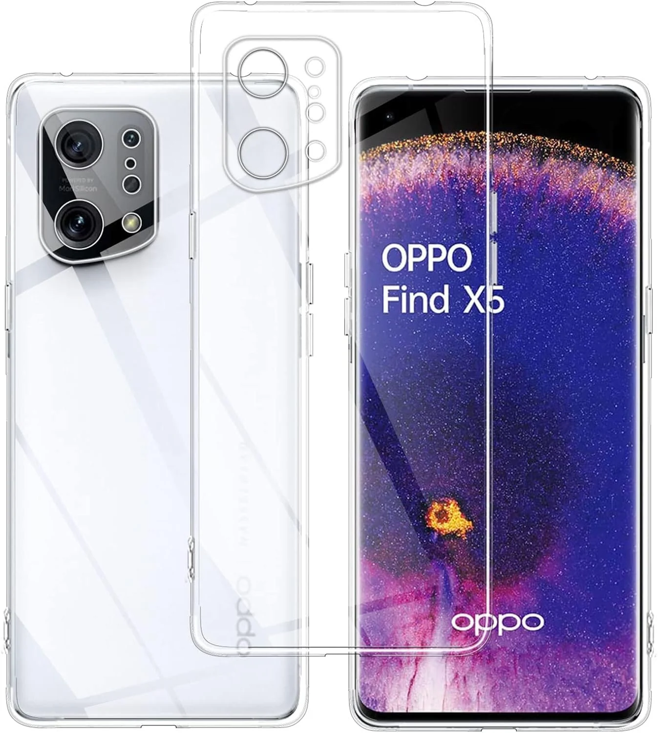 DL3 Mobilak Case Compatible with OPPO Find X5 Case Crystal Soft TPU Gel Case Flexible Silicone Anti-Scratch Camera Protection TPU Cover - Clear