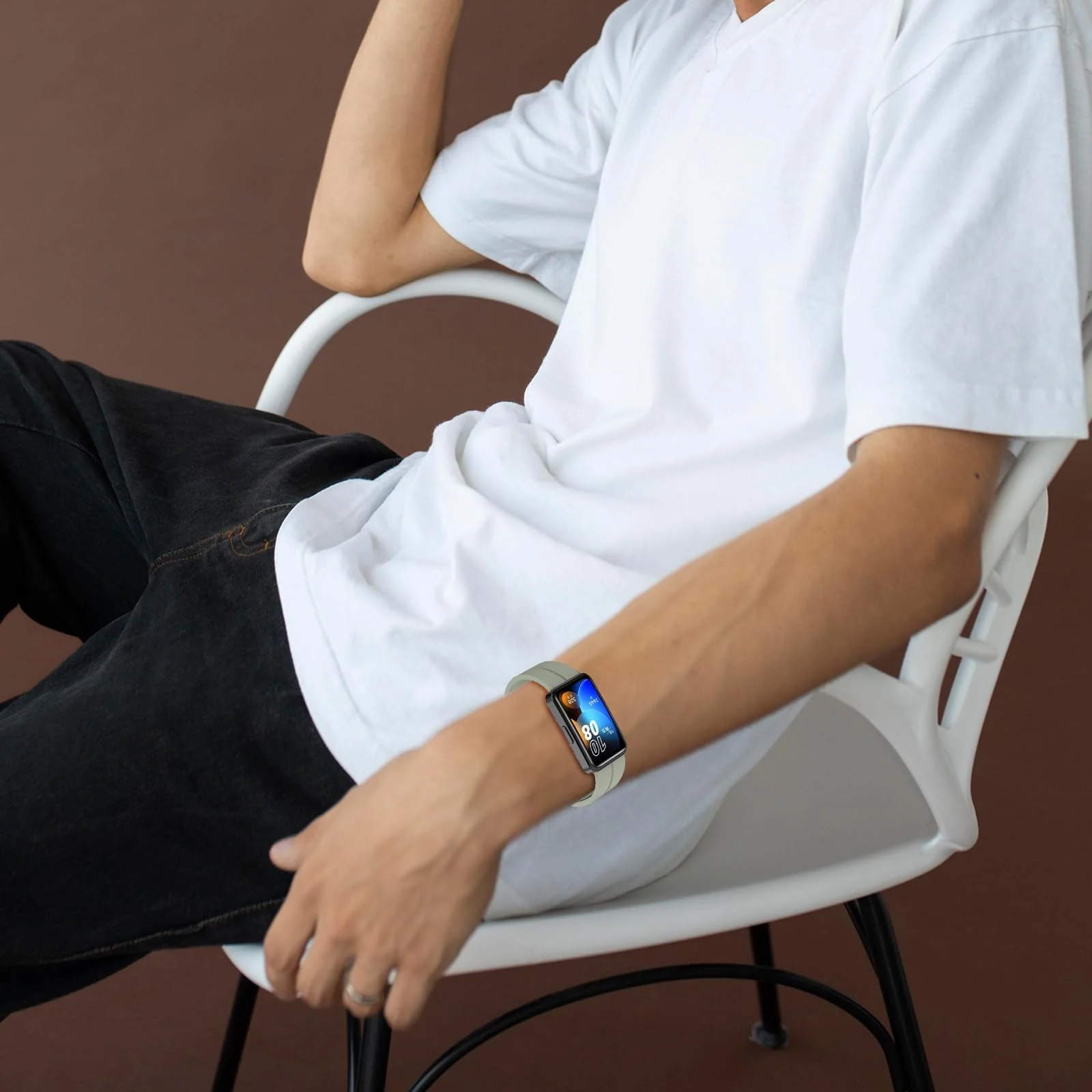DL3 Mobilak Silicone Strap Compatible with Huawei Band 9/Huawei Band 8 Magnetic Metal Stainless Buckle Sport Silicone Strap for Huawei Band 8/9 Band Quick Release Soft Replacment Wristband - Light Green