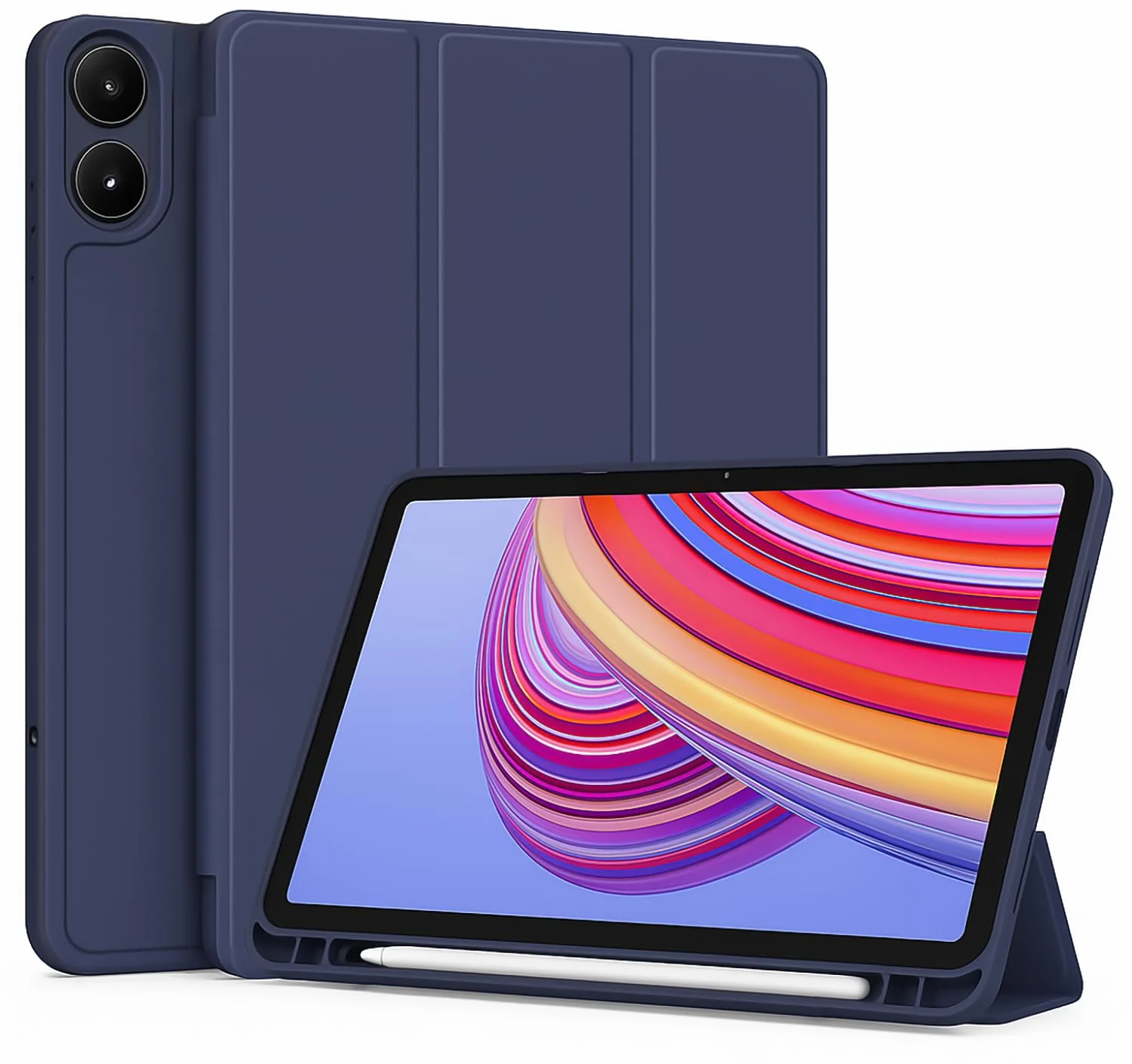 DL3 Mobilak Xiaomi Redmi Pad Pro 12.1 Inch 2024 Tablet Cover Case with Pencil Holder, Soft TPU Back Trifold Stand Protective Smart Cover Flip, Auto Wake&Sleep