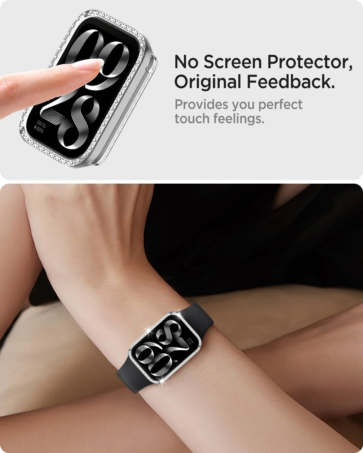 DL3 Mobilak Glitter Rhinestone Protective Case for Xiaomi Smart Band 8 Pro, Xiaomi Mi Band 8 Pro - Clear