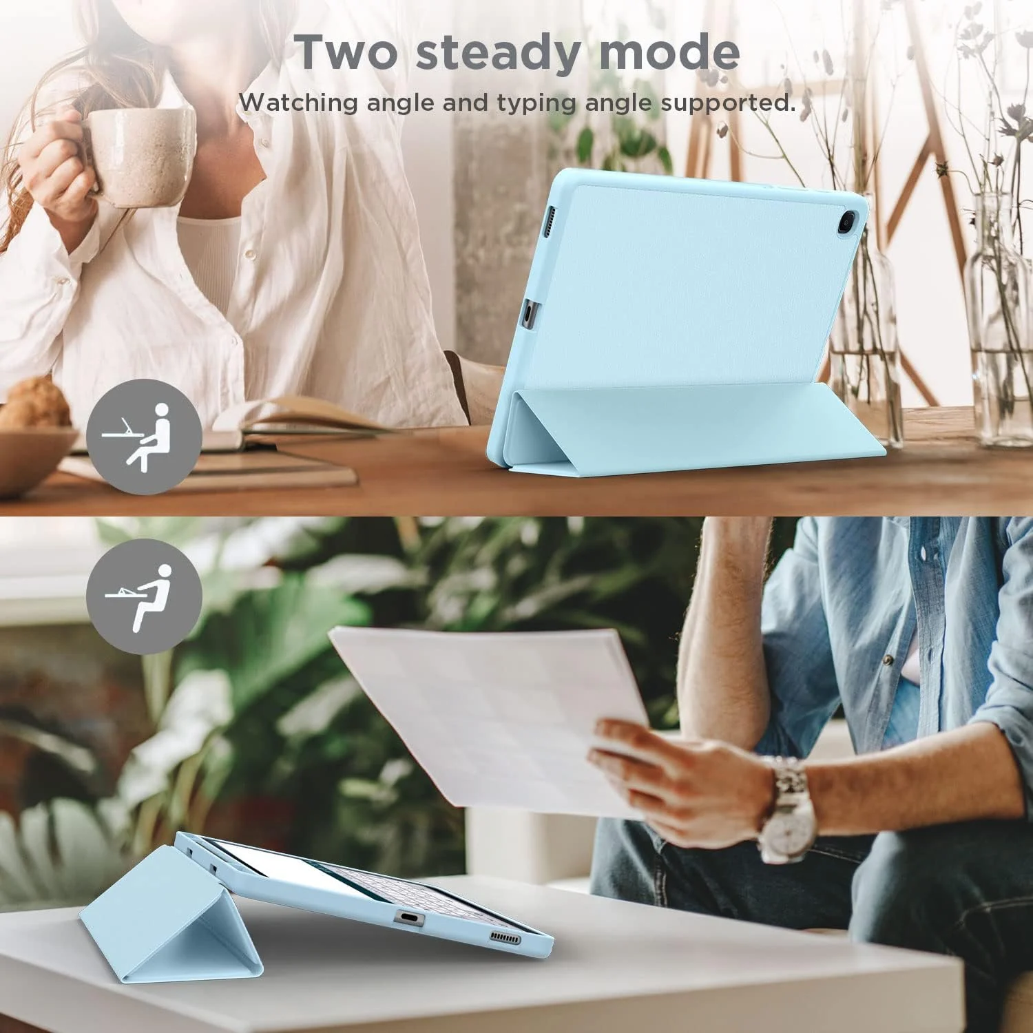 DL3 Mobilak Smart Case For Samsung Galaxy Tab S6 Lite 10.4 inch 2022 (SM-P613/P619) & 2020 (SM-P610/P615) with Pencil Holder, Soft TPU Smart Stand Back Cover Auto Wake/Sleep - Sky Blue