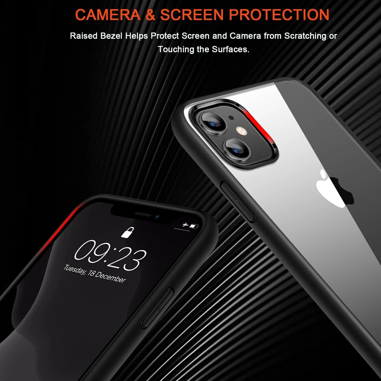 DL3 Mobilak Clear PC and TPU Protective Case for iPhone 11 with Shockproof Design and Anti-Yellowing Design - Black