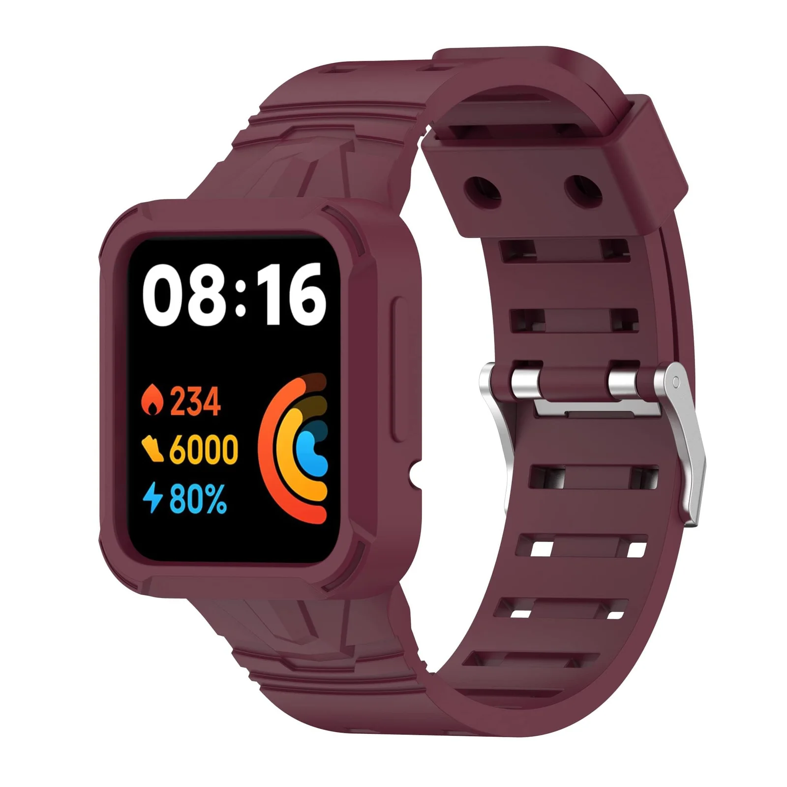 DL3 Mobilak Replacement Wrist Band Compatible with Xiaomi Redmi Watch 2 Lite/Mi Watch Lite/Poco Watch/Redmi Watch 2/Horloge 2, Adjustable Soft Silicone Wrist Strap with Cover - Wine Red