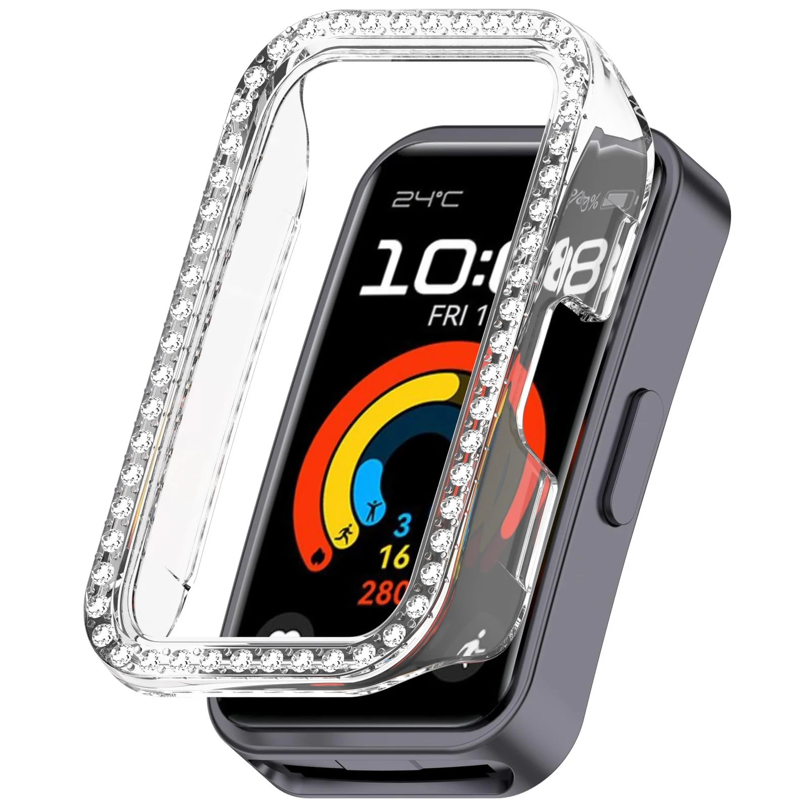 DL3 Mobilak Crystal-Decorated Watch Cover for Huawei Band 8 / 9 / 10, Decorative glitter finish, Slim, lightweight profile