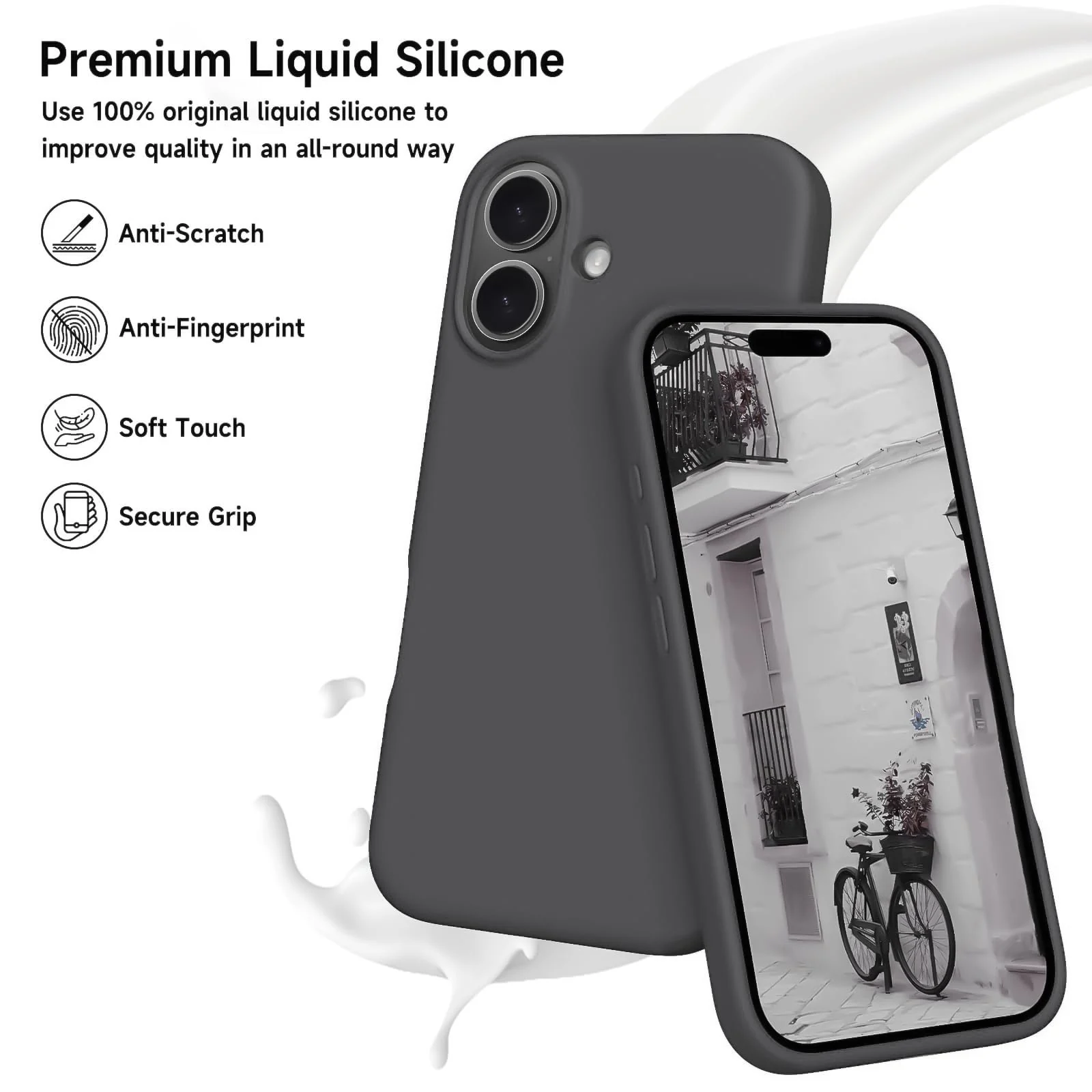 DL3 Mobilak Liquid Silicone Case for iPhone 17 6.3-Inch, Supports wireless charging, Shock-absorbing protection, Scratch-resistant surface - Deep Gray