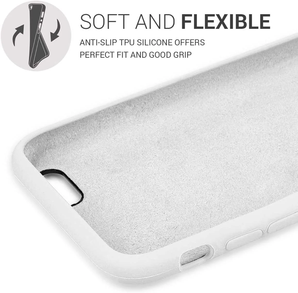 DL3 Mobilak Liquid Silicone Case for iPhone 6 / 6S, Shock-absorbing protection, Scratch-resistant surface, Soft microfiber lining - White