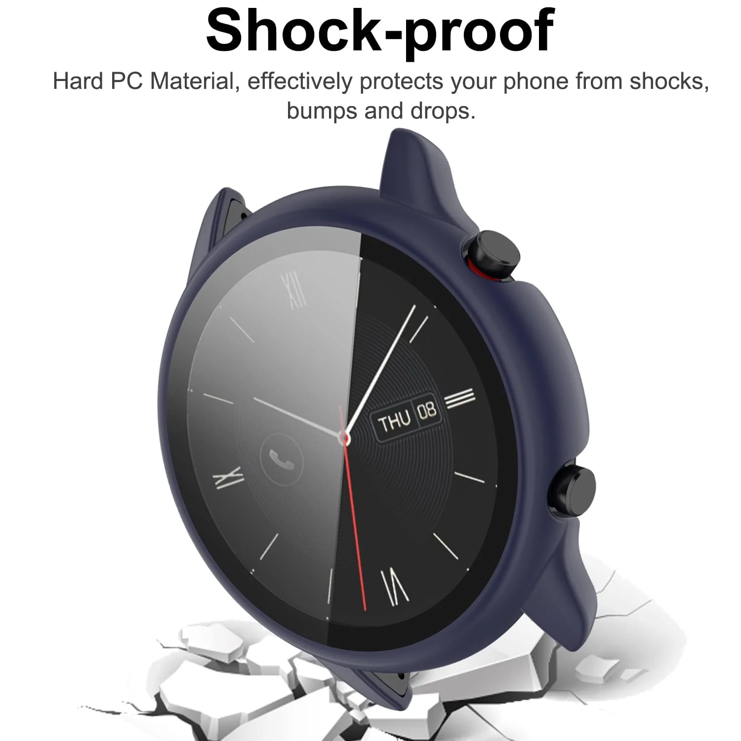DL3 Mobilak Protective Case Compatible with Amazfit GTR 2 / GTR 2e 9H Hardness PC Case Bumper Full Slim Protective Cover with Tempered Glass For Amazfit GTR2 / GTR 2e - Blue