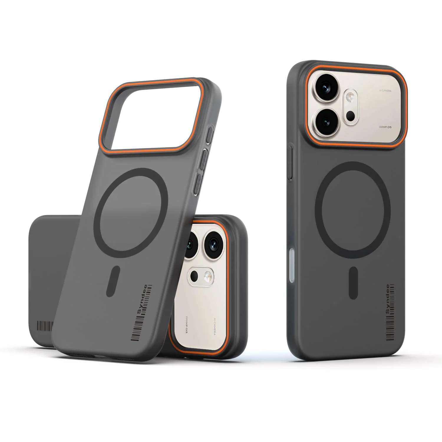 DL3 Mobilak Translucent Matte Case for Honor 600 5G, Compatible with MagSafe accessories, Shock-absorbing protection, Integrated ring holder - Black