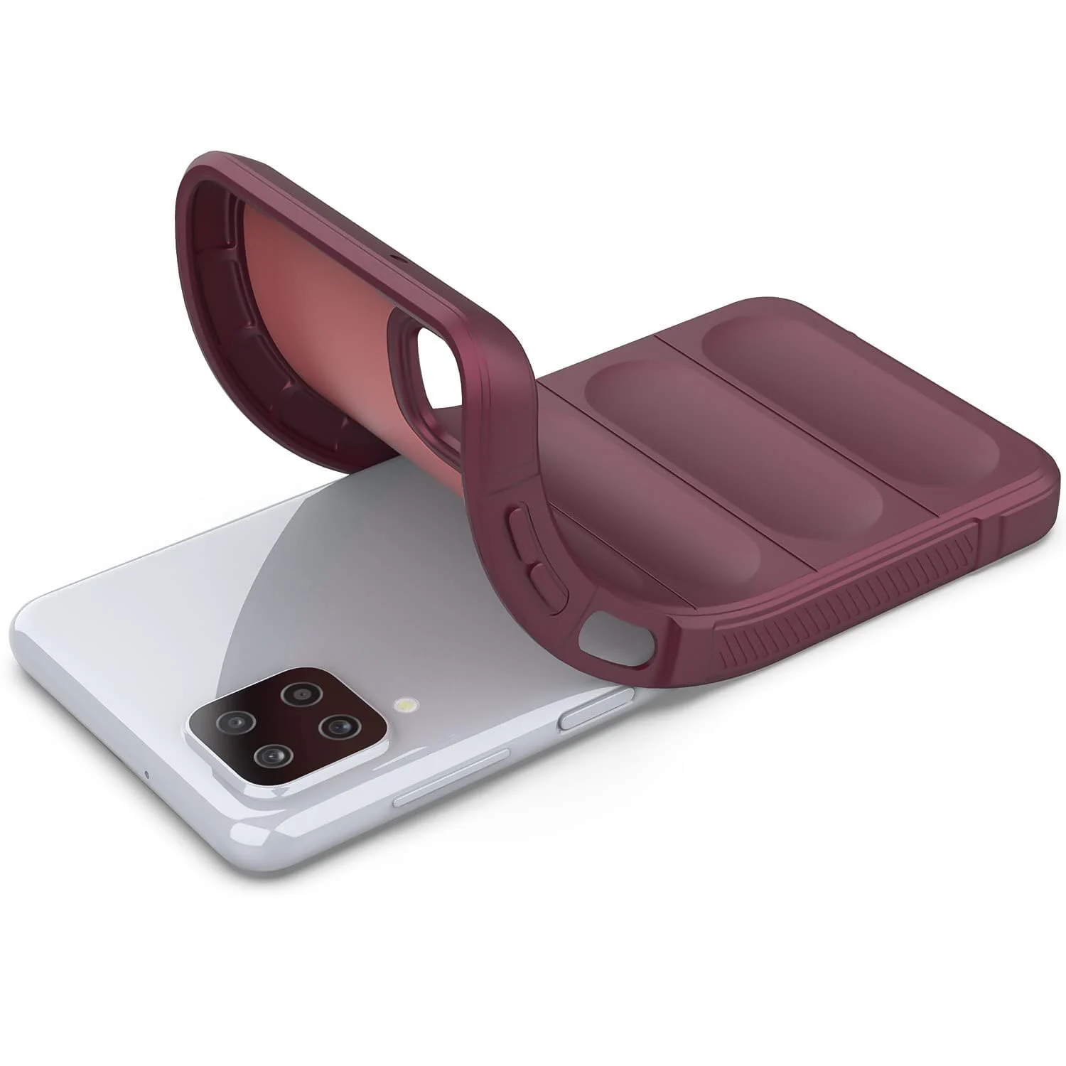 DL3 Mobilak Flexible Silicone and TPU Protective Case with Camera Protection for Samsung Galaxy A12 / M12 - Wine Red