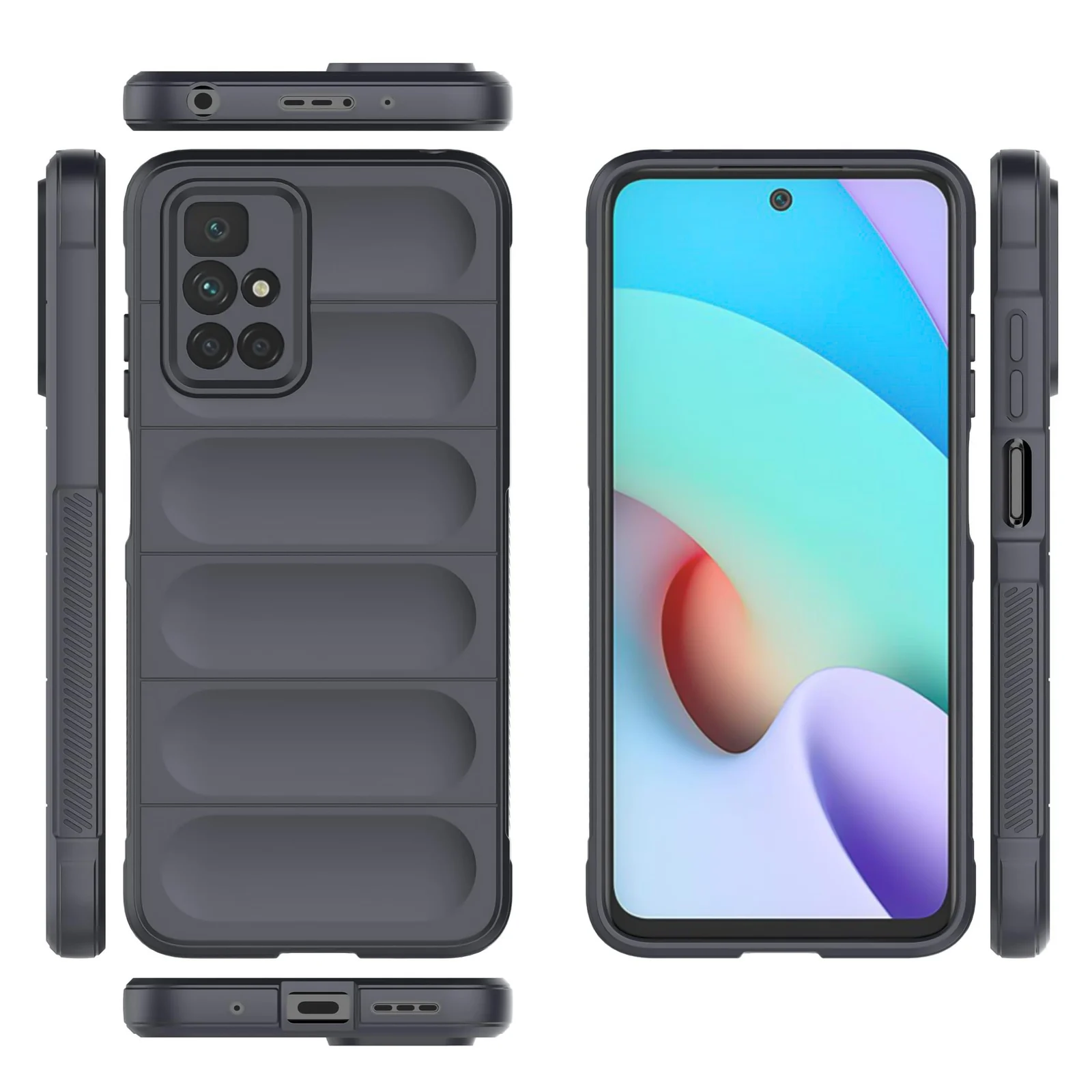 DL3 Mobilak Flexible Silicone and TPU Protective Case with Camera Protection for Xiaomi Redmi 10 4G / Redmi 10 2022 - Dark Gray