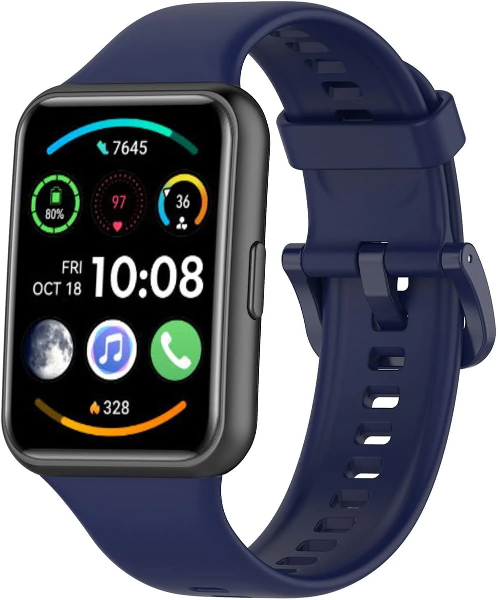 Dl3 Mobilak Silicone Watch Band Compatible With Huawei Watch Fit 2 - Sport Wristband Bracelet (Blue)