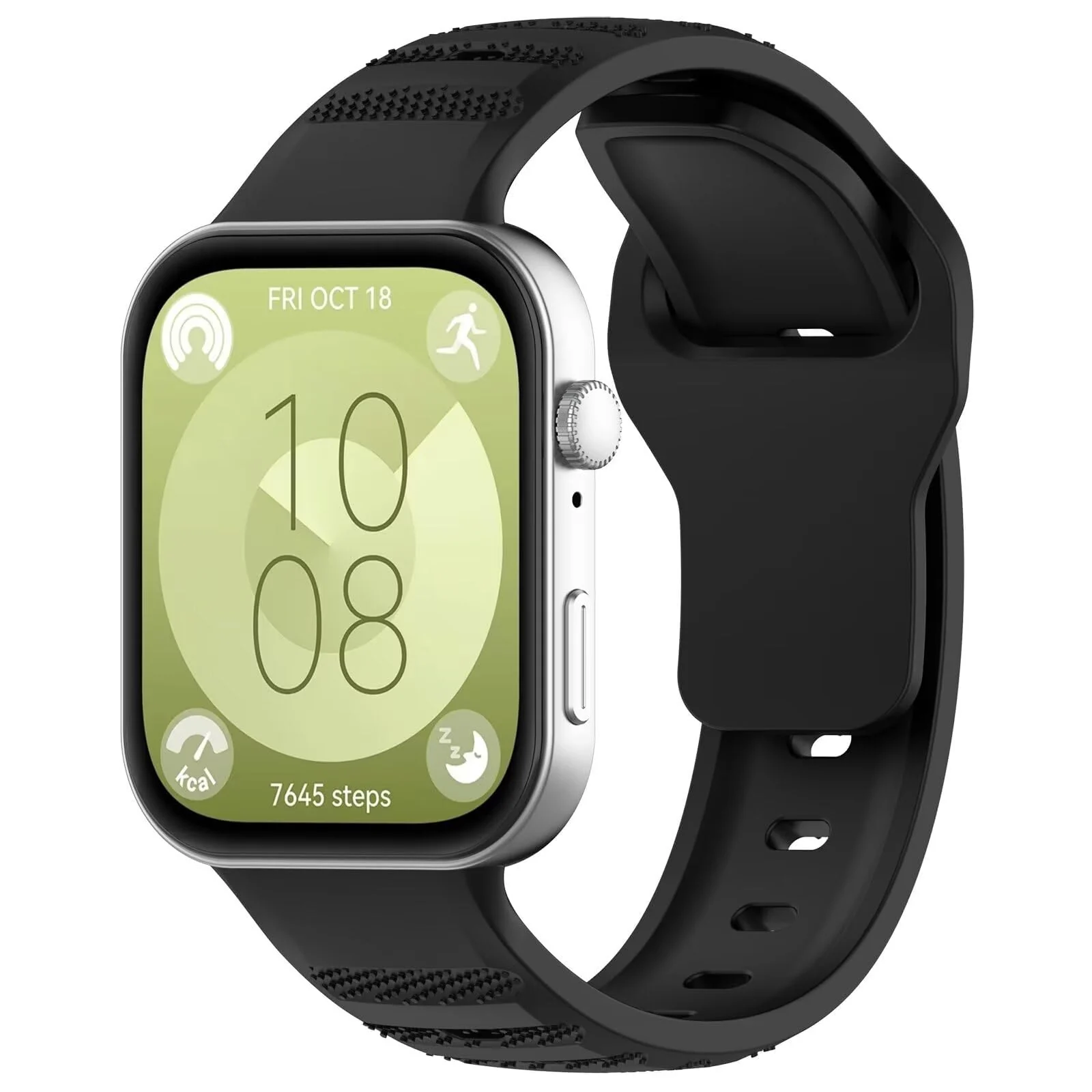 DL3 Mobilak Compatible with Huawei Watch Fit 3 / Fit 4 / Fit 4 Pro Breathable Silicone Sport Wristband, Soft Textured Design, Sweat-Resistant Quick Release Adjustable Watch Strap - Black