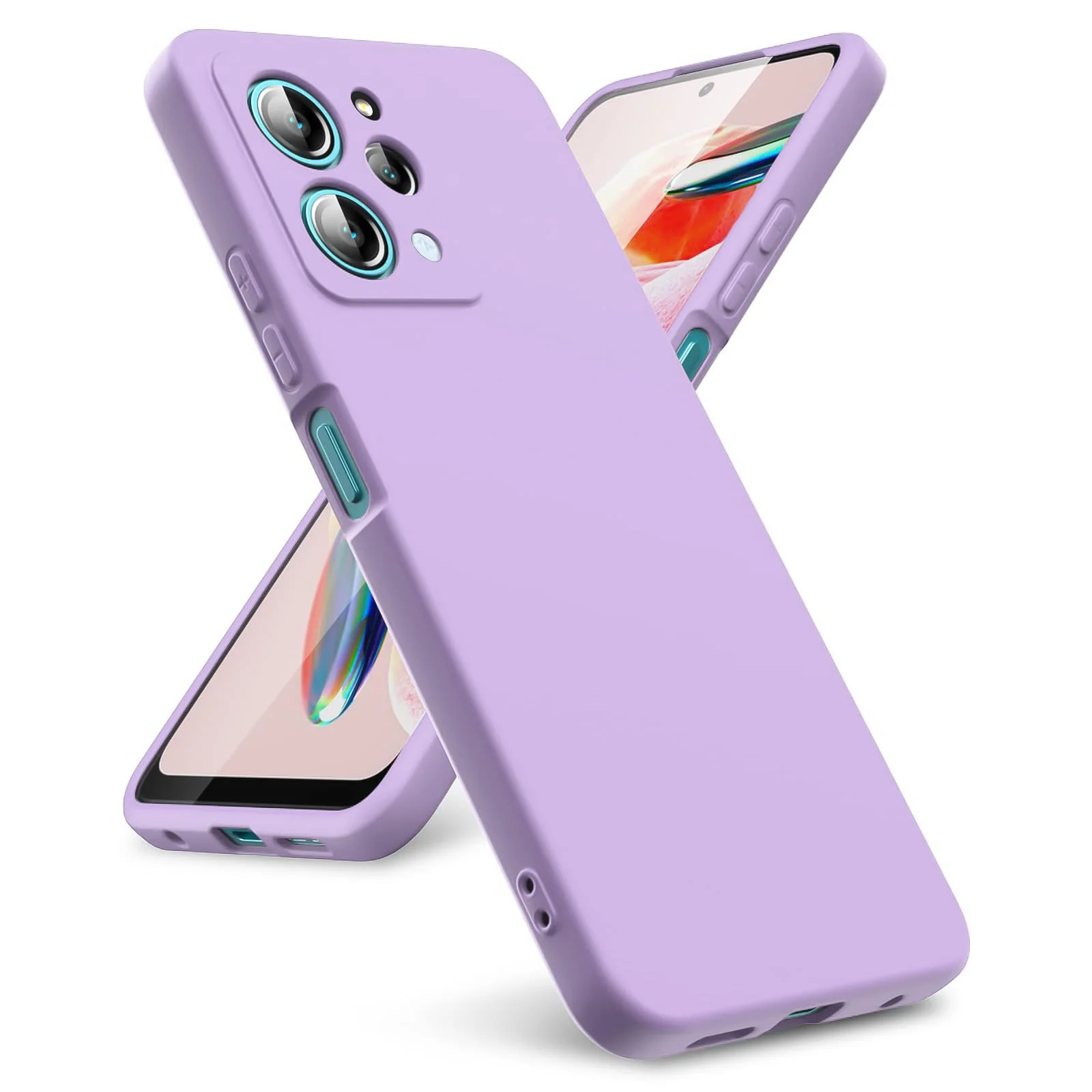DL3 Mobilak Xiaomi Redmi 12 4G / Xiaomi Redmi 12 5G / Poco M6 Pro 5G Case, Soft Flexible Liquid Silicone Gel Rubber Bumper Cover, Full Body Shockproof Protective Phone Case - Light Purple