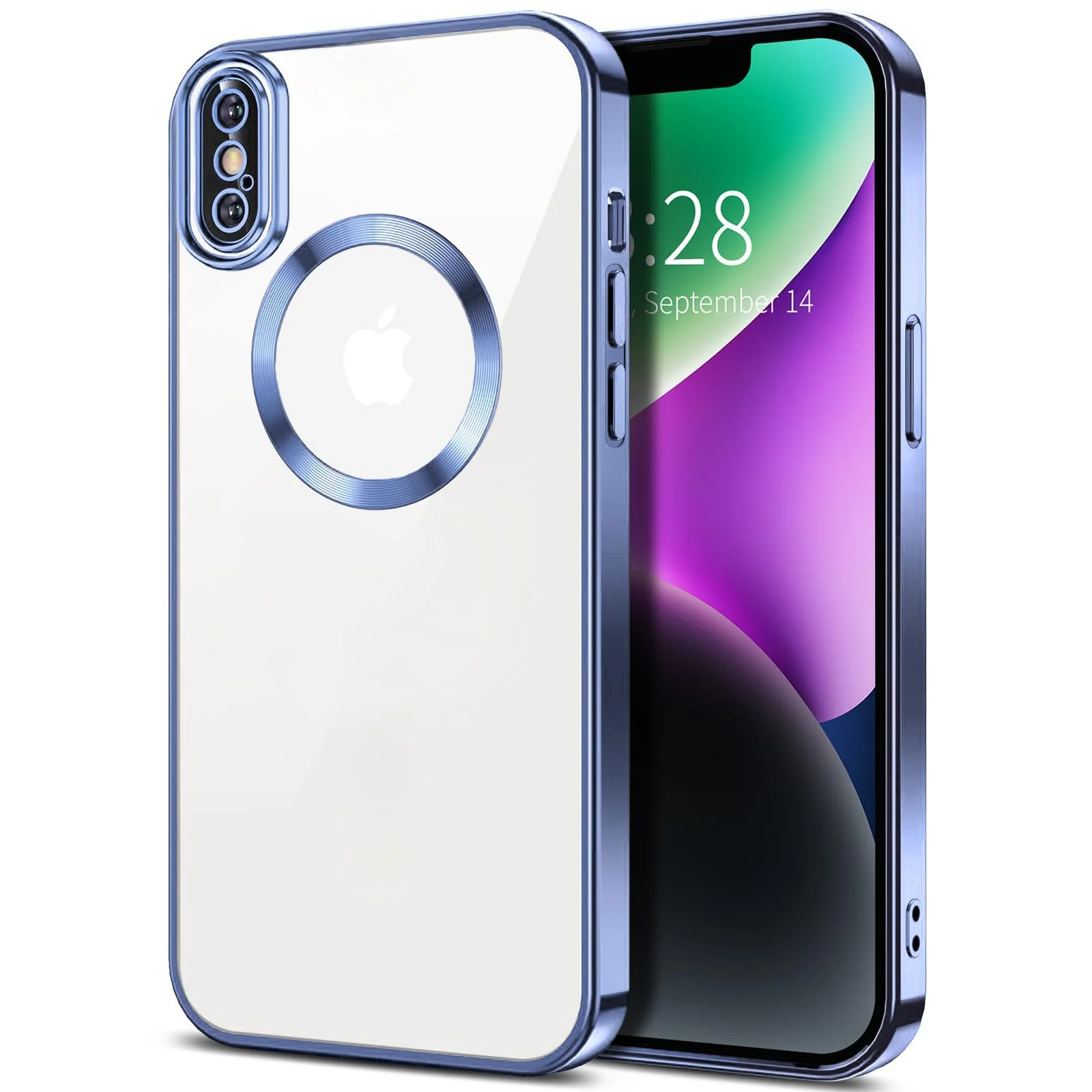 DL3 Mobilak Clear TPU Case with Electroplated Edges for iPhone X / iPhone XS with Camera Protection and Shockproof Design - Sierra Blue