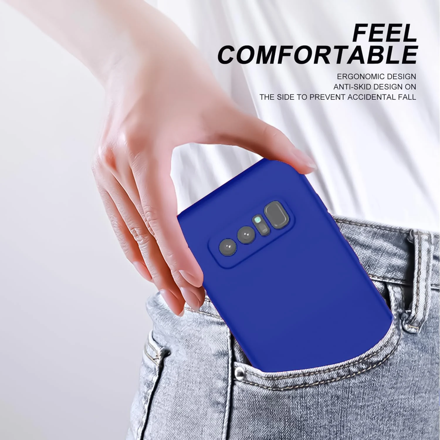 DL3 Mobilak Liquid Silicone Protective Case with Soft Microfiber Lining with Full Camera Protection for Samsung Galaxy Note 8 - Pepsi