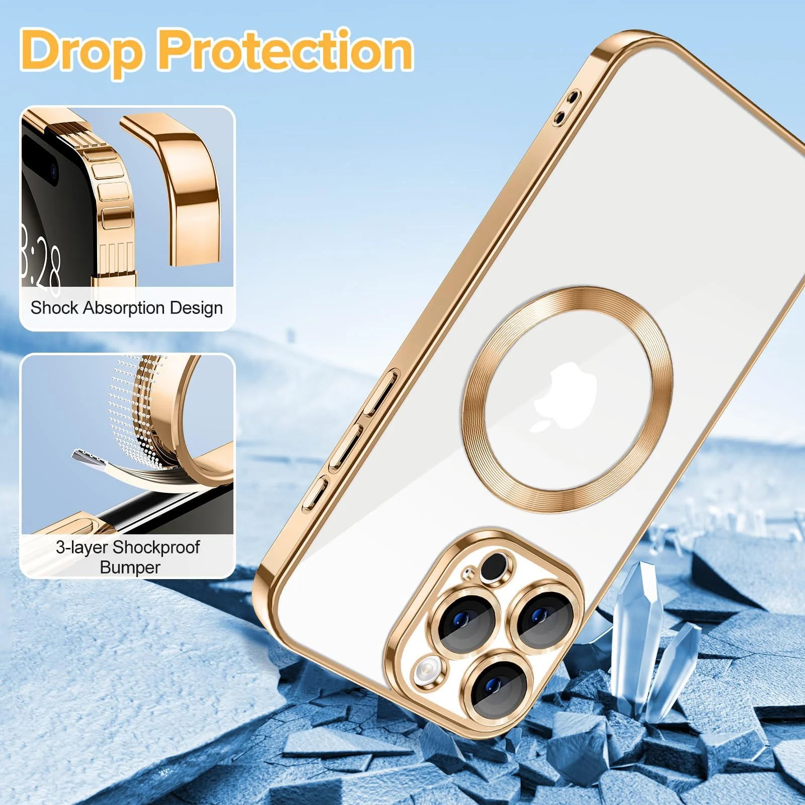 DL3 Mobilak Plated-Edge TPU Protective Case with Camera Protection for iPhone 16 Pro - Gold