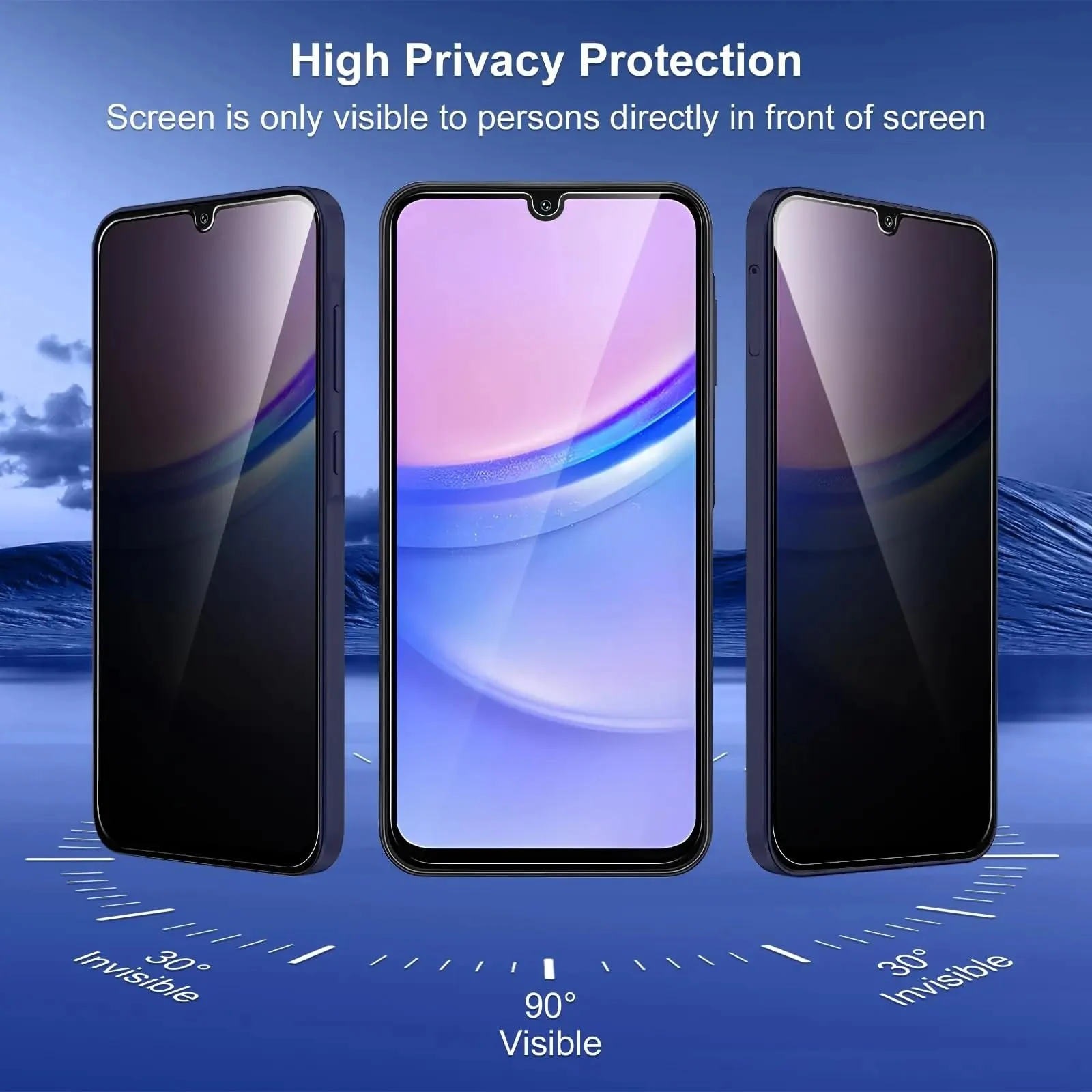 DL3 Mobilak Privacy Full Glass Screen Protector For Samsung A15 - Black