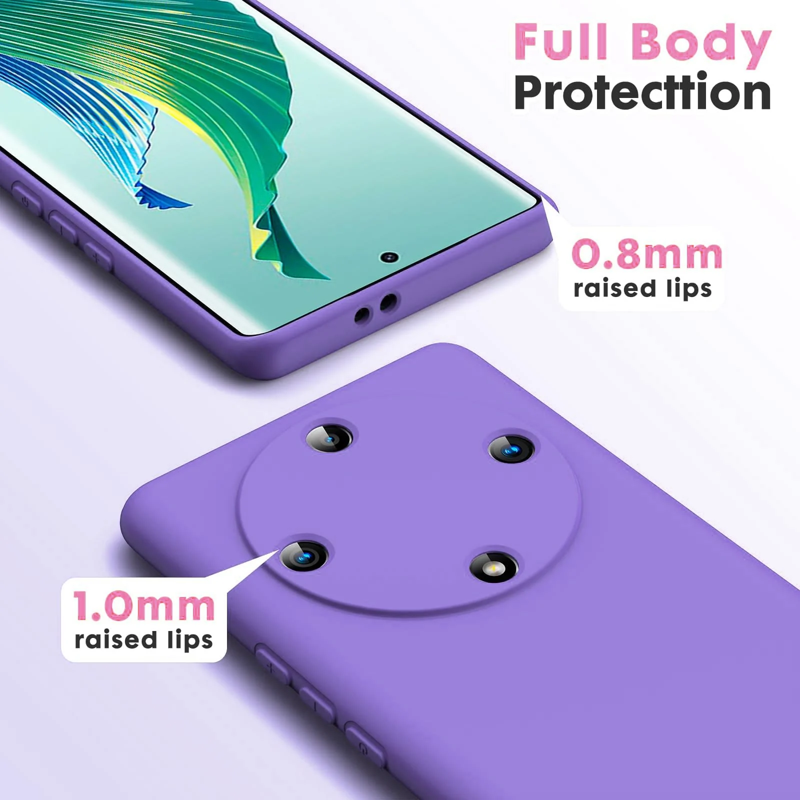 DL3 Mobilak Soft Silicone Protective Case for Honor X9a with Microfiber Lining and Shockproof Design - Light Purple