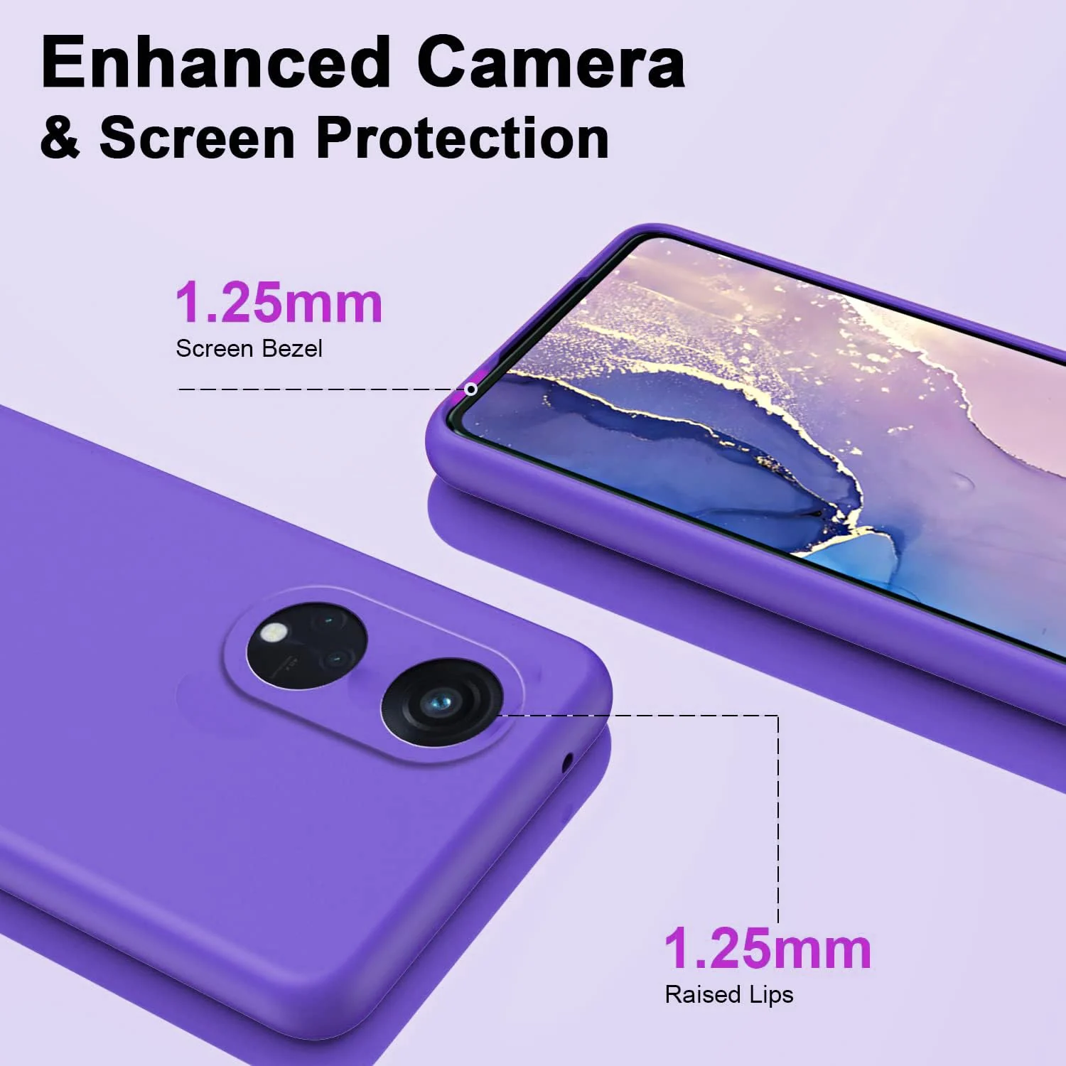 DL3 Mobilak Liquid Silicone Case for OPPO Reno 8T 5G / OPPO A1 Pro, Shock-absorbing protection, Scratch-resistant surface, Soft microfiber lining - Purple