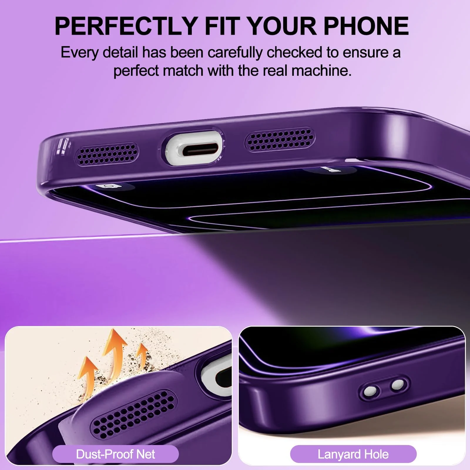 DL3 Mobilak Clear MagSafe-Compatible Magnetic Case for iPhone 17 Pro Max with Camera Protection and Magnetic Car-Mount Support - Purple
