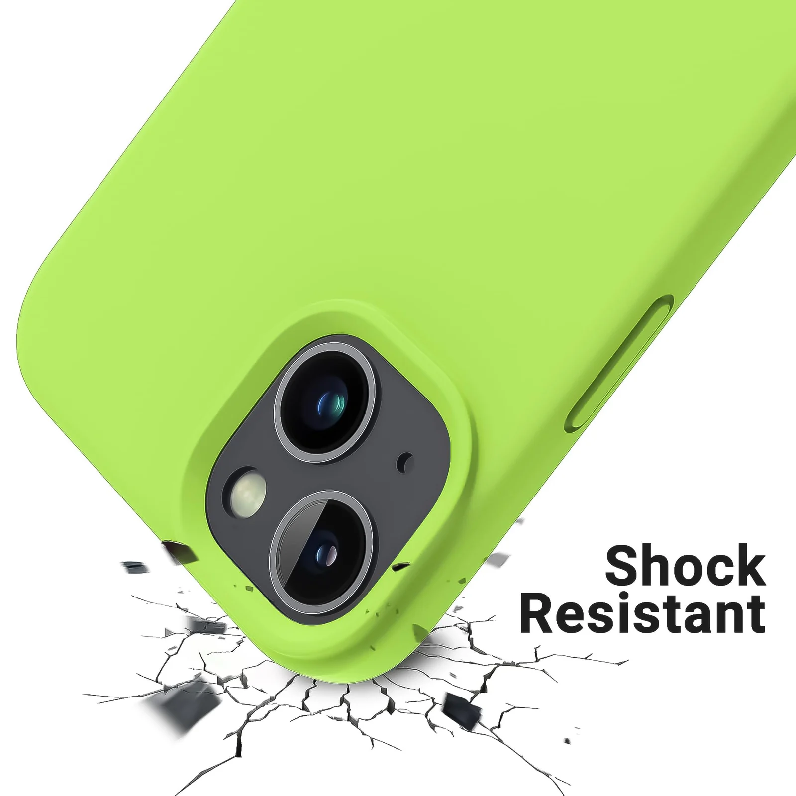 DL3 Mobilak Liquid Silicone Protective Case for iPhone 13 / iPhone 14 with Camera Protection and Microfiber Lining - Lemon