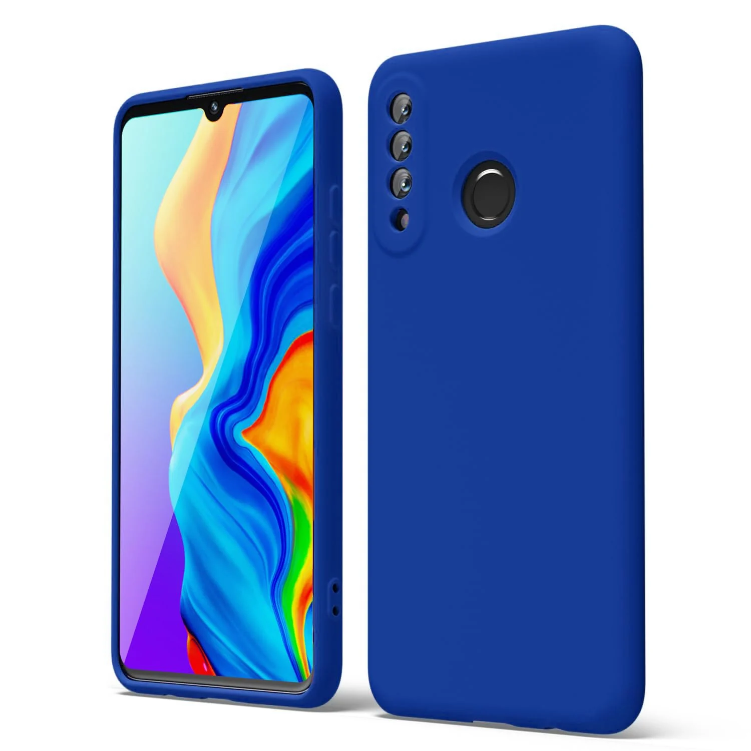 DL3 Mobilak Silicone Protective Case for Huawei P30 Lite / Nova 4E, Shock-absorbing protection, Scratch-resistant surface, Soft microfiber lining - Pepsi