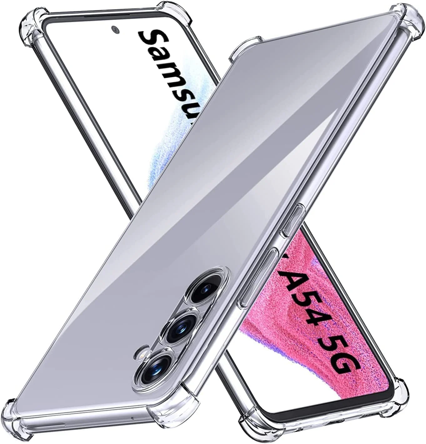 DL3 Mobilak Case Compatible with Samsung Galaxy A54 5G, Cover Silicone TPU Gorilla Anti-shock Protector Camera Shockproof Corners with 5D Screen Protector - Clear