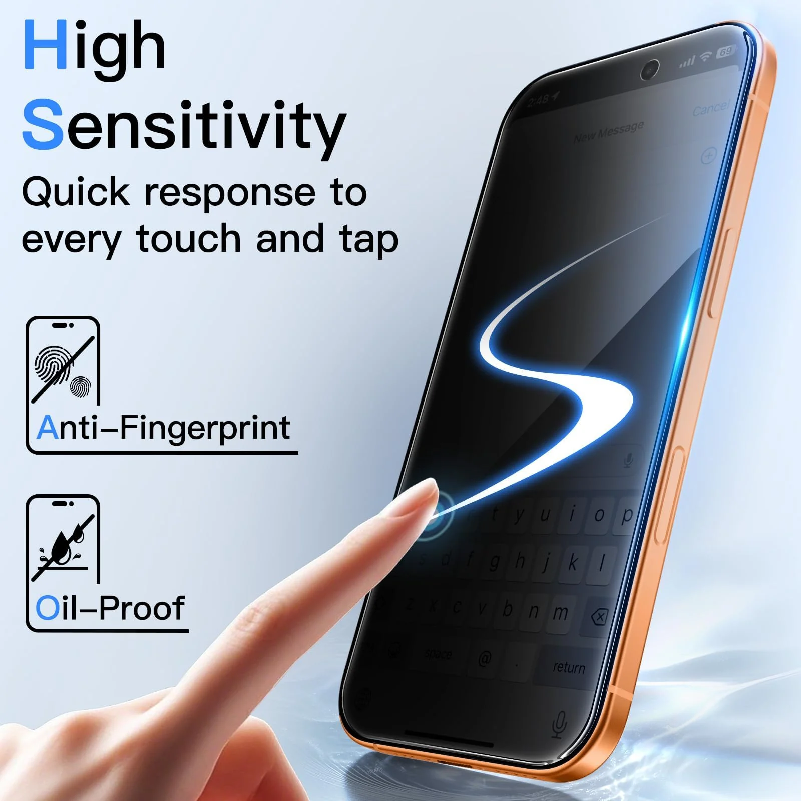 DL3 Mobilak Screen Protector for iPhone 17 Pro Max 6.9-Inch, 9H Hardness Tempered Glass Film [Anti-Scratch] [No Bubbles] Anti-Spy Full Coverage Screen Protector for iPhone 17 Pro Max - Privacy