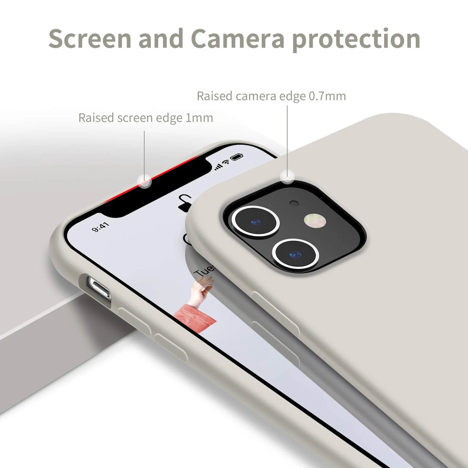 DL3 Mobilak Liquid Silicone Protective Case for iPhone 11 (6.1 Inch) with Camera Protection and Microfiber Lining - Stone