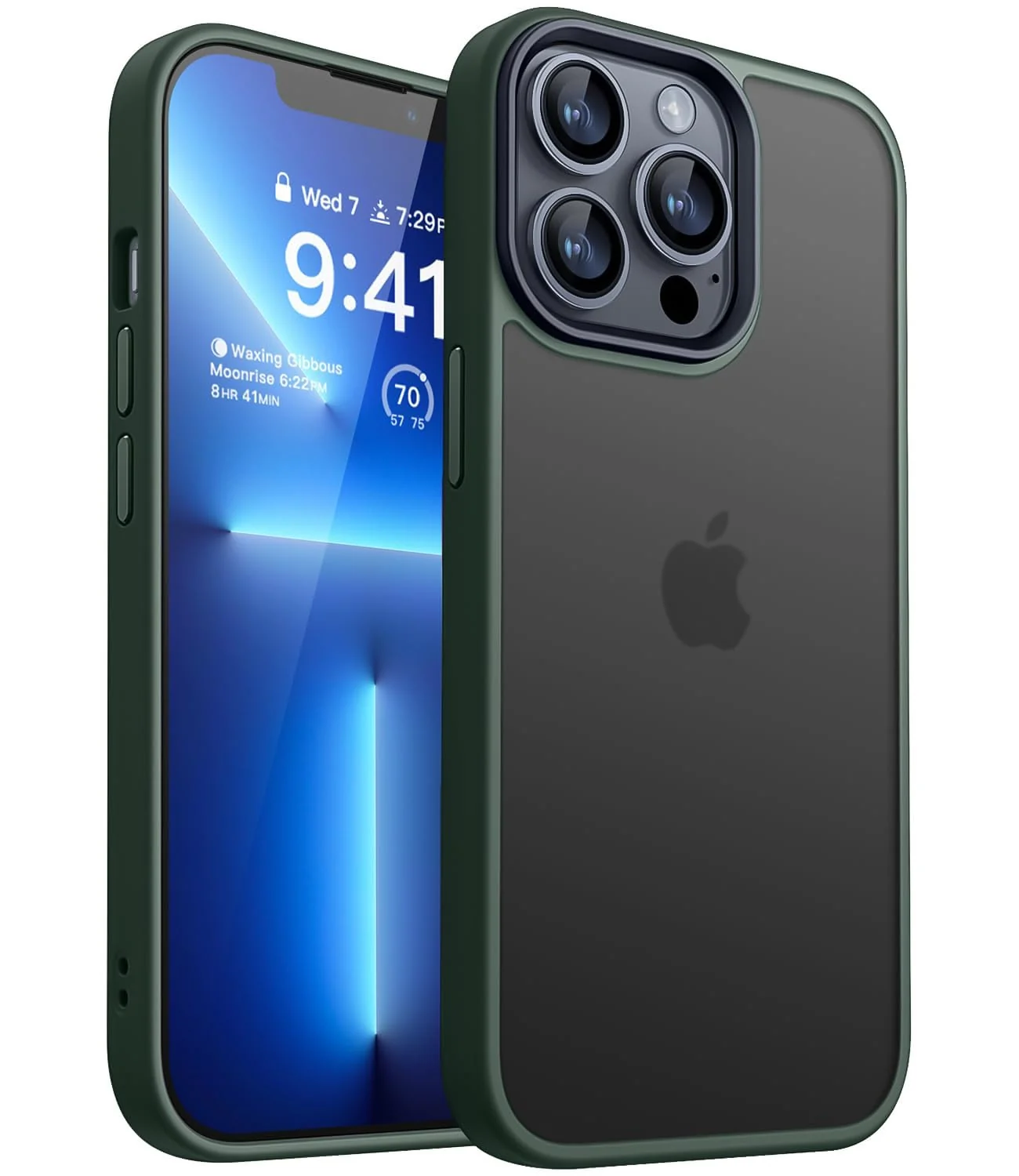 DL3 Mobilak Matte Protective Case for iPhone 13 Pro / iPhone 14 with Camera Protection and Shockproof Design - Army Green