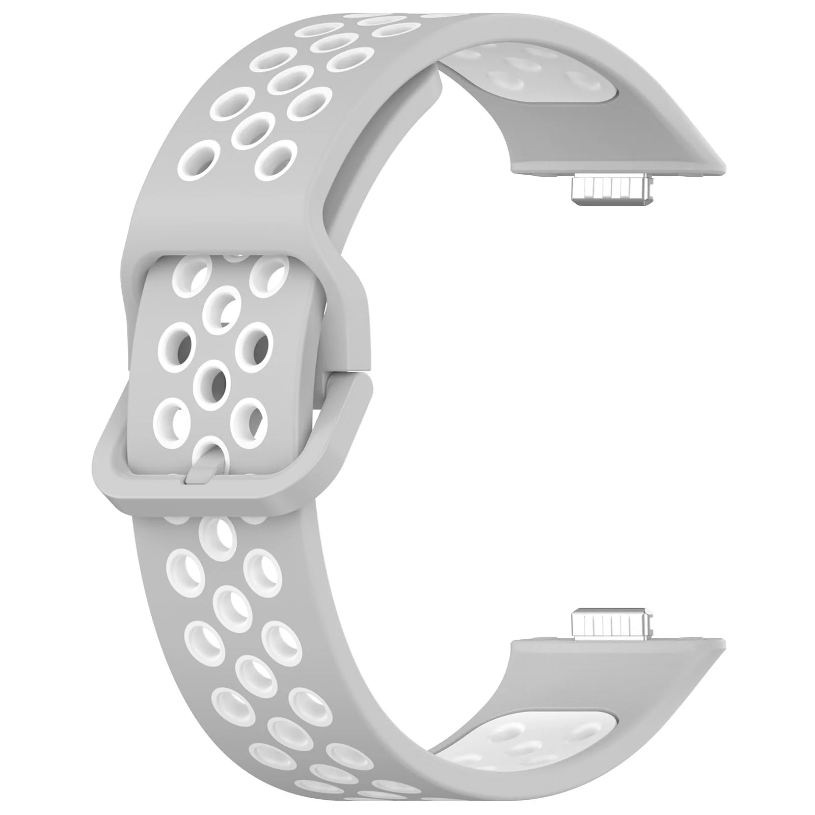 DL3 Mobilak Silicone Strap for Huawei Watch Fit 3, [Breathable] Soft Silicone Sport Wristband Bracelet Replacement Strap, Two-tone Strap, Adjustable Design, for Huawei Watch Fit3 - Gray White