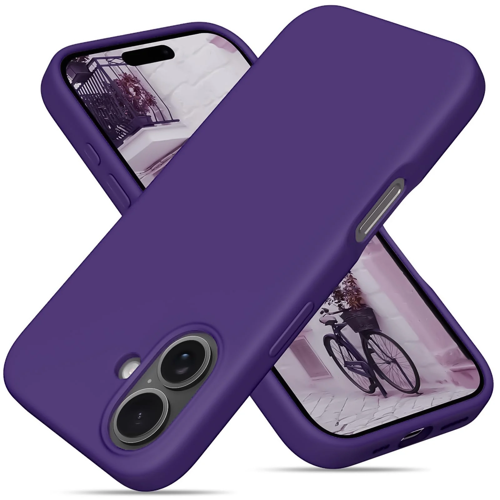DL3 Mobilak Liquid Silicone Protective Case for iPhone 17 6.3-Inch with Microfiber Lining and Shockproof Design - Violet