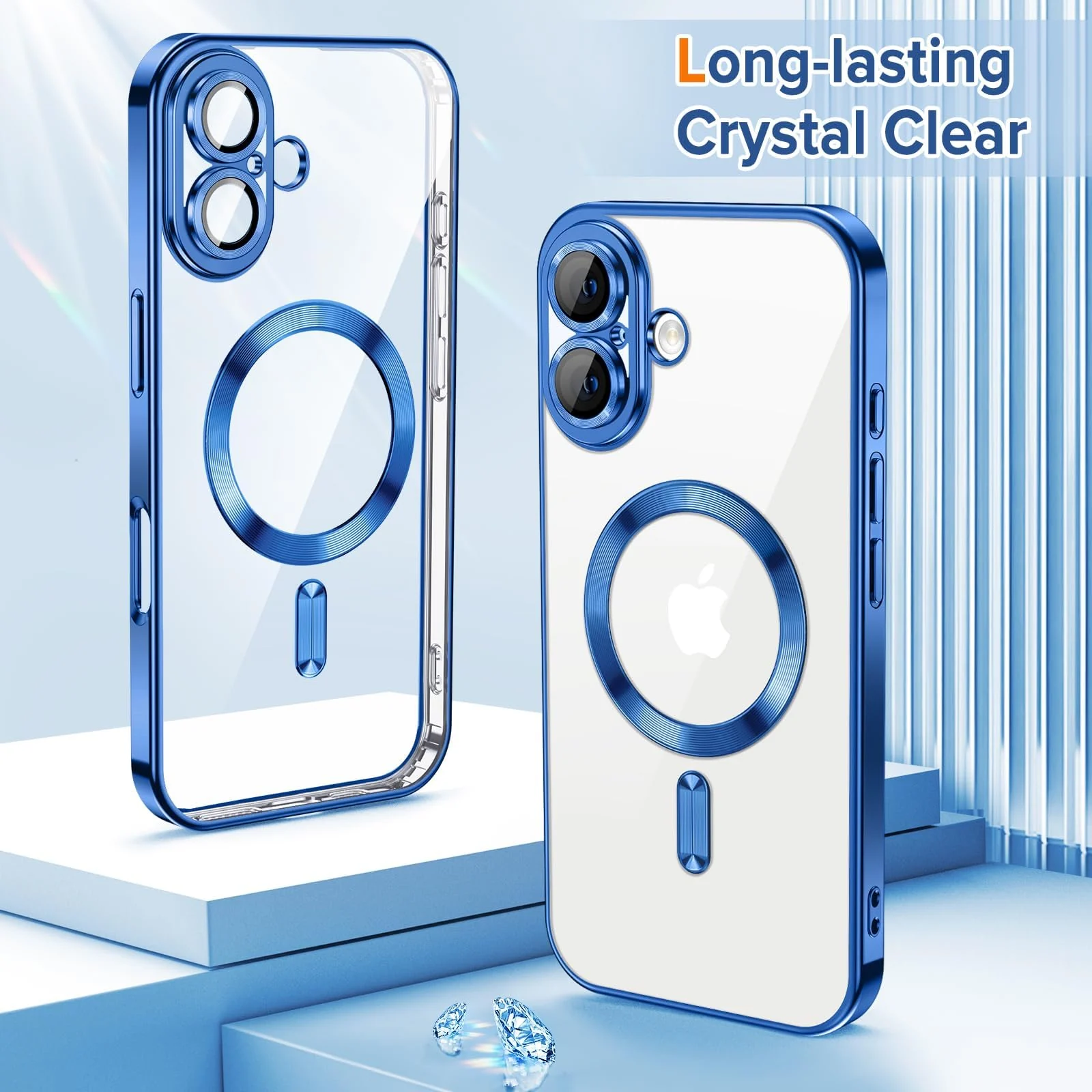 DL3 Mobilak Clear MagSafe-Compatible Magnetic Case for iPhone 17 with Camera Protection and Magnetic Car-Mount Support - Blue