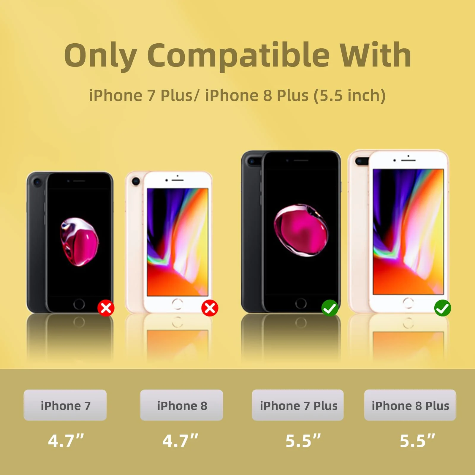DL3 Mobilak Liquid Silicone Protective Case for iPhone 7 Plus / iPhone 8 Plus with Camera Protection and Microfiber Lining - Yellow