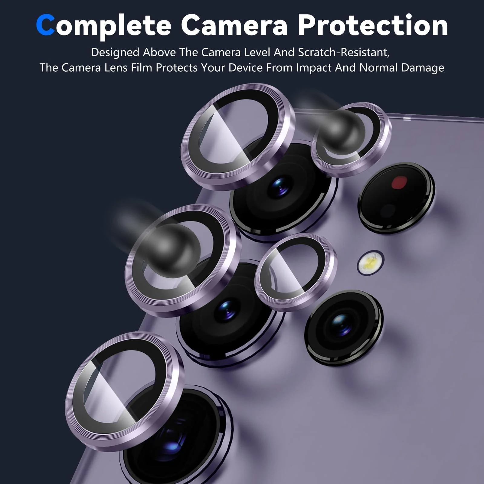 DL3 Mobilak for Samsung Galaxy S25 Ultra Camera Lens Protector, Individual Lens Protectors, Scratch-Resistant Ultra-Thin Tempered Glass with Aluminum Ring Cover, Galaxy S25 Ultra Case Friendly - Purple
