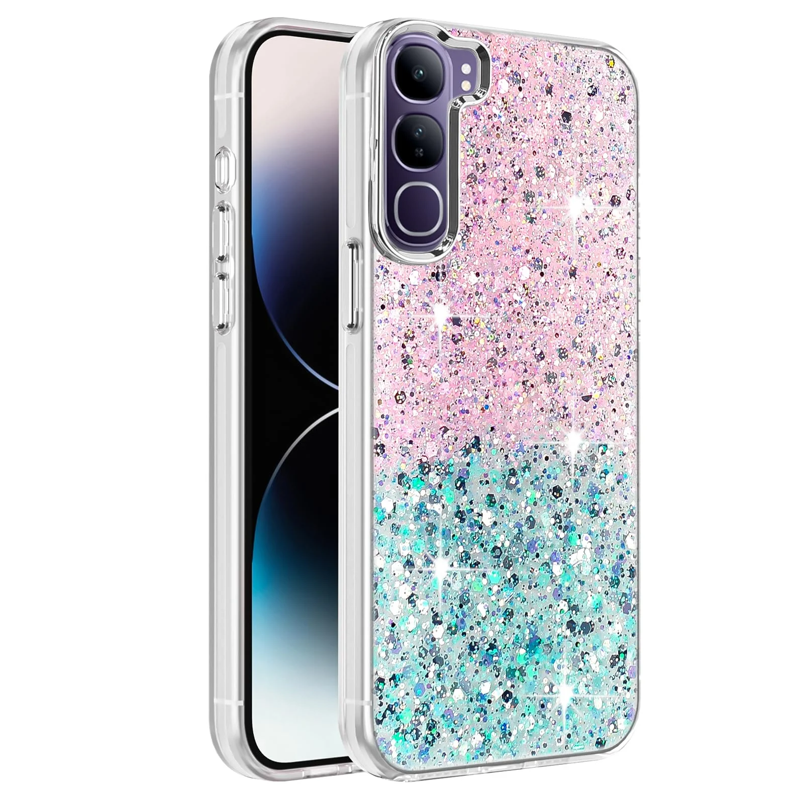 Vivo V40 Lite — DL3 Mobilak Glitter Protective Case for vivo V40 Lite, Supports wireless charging, Camera protection, Shock-absorbing protection