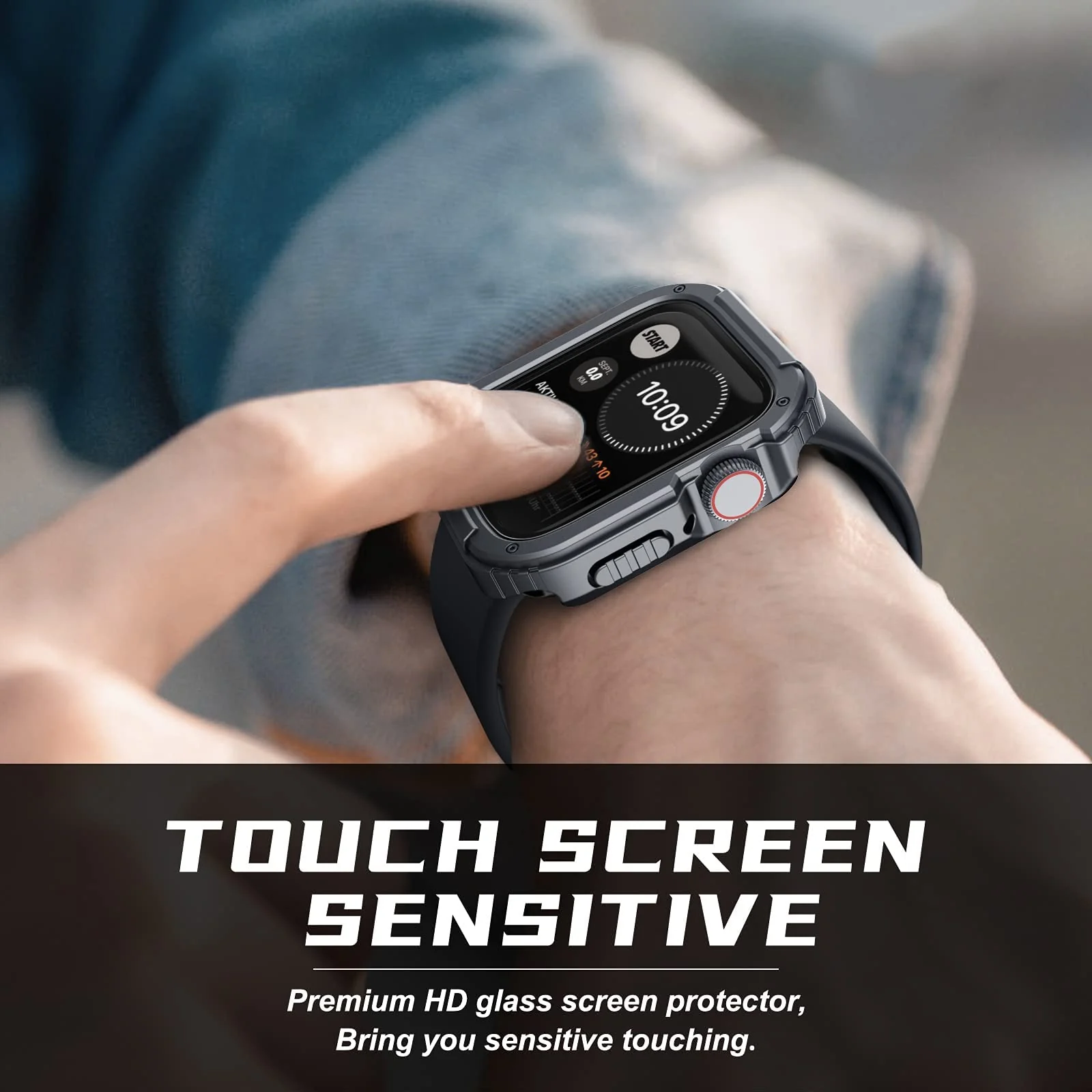 DL3 Mobilak Rugged Apple Watch Case 44mm Series SE 6/5/4 with Screen Protector, Durable Military Grade Quattro Pro Series Drop-Proof Protective Cove Full Coverage Shock-Proof Bumper (Grey)