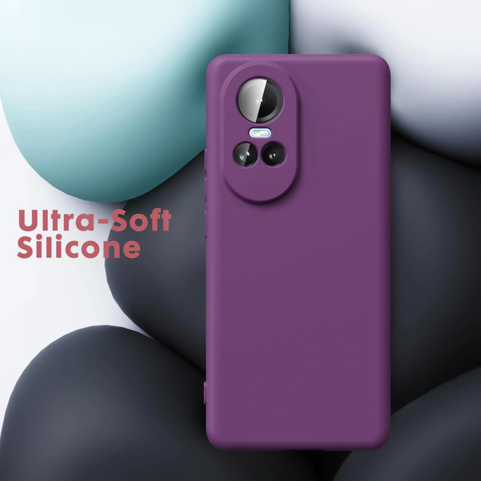 DL3 Mobilak Liquid Silicone Protective Case with Soft Microfiber Lining with Full Camera Protection for OPPO Reno 10 5G / OPPO Reno 10 Pro 5G - Violet