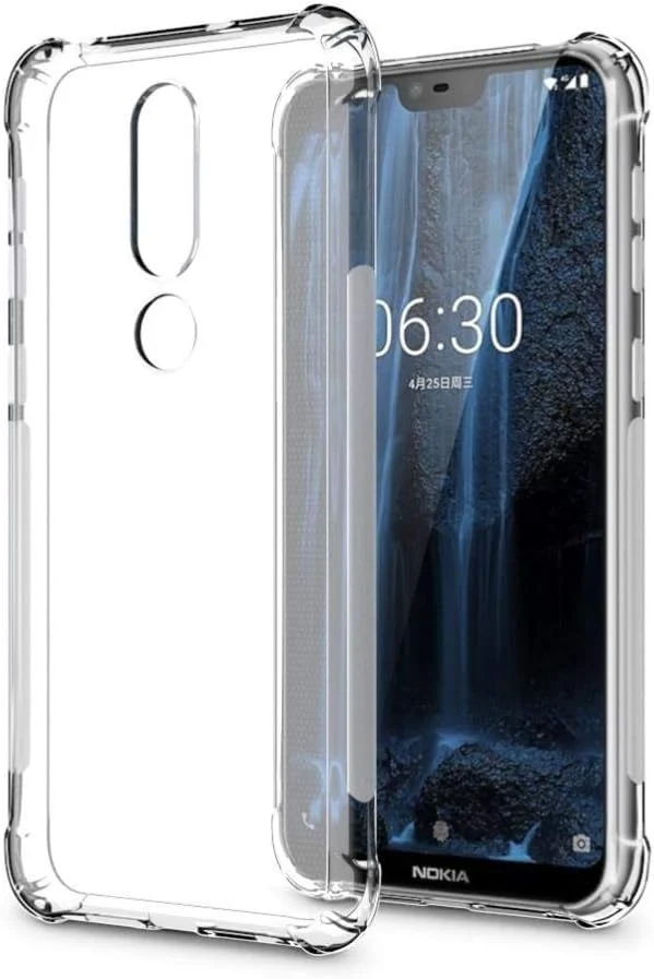 DL3 Mobilak Case Compatible with Nokia 6.1 Plus, Cover Silicone TPU Gorilla Anti-shock Protector Camera Shockproof Corners - Clear
