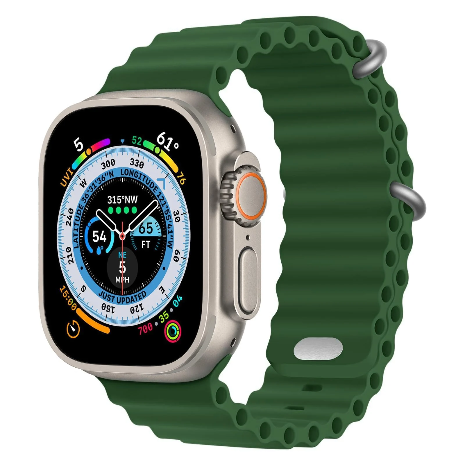 DL3 Mobilak Ocean Band For Apple Watch Band 49mm 45mm 44mm 42mm 41mm 40mm 38mm Men Women, Soft Silicone Sport Band Replacement Strap for iWatch Series 9 8 7 SE 6 5 4 3 2 1 (38MM/40MM/41MM) - Green