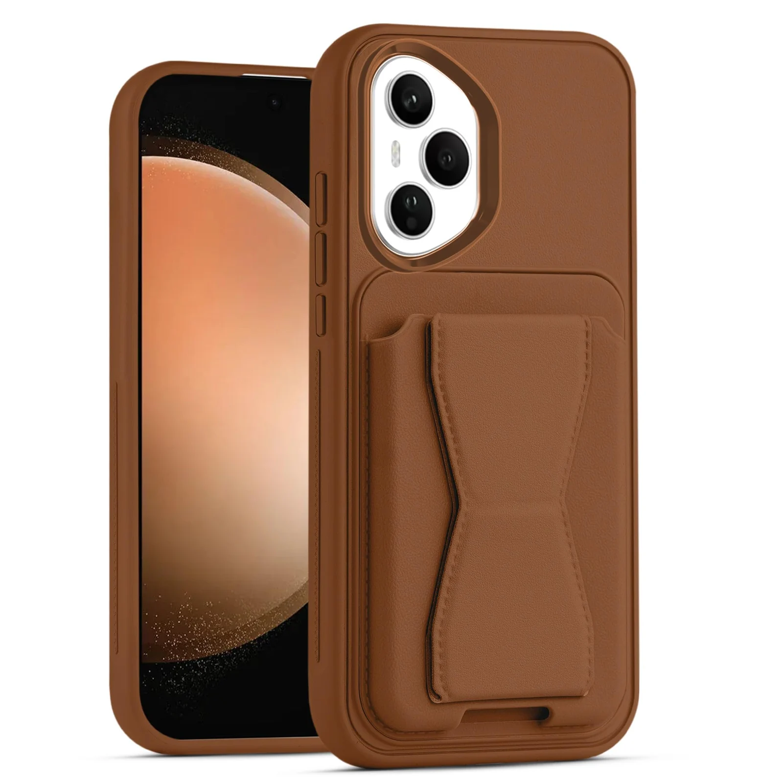 DL3 Mobilak Leather Wallet Case for Honor 400 Pro 5G, Camera protection, Shock-absorbing protection, Built-in kickstand - Brown