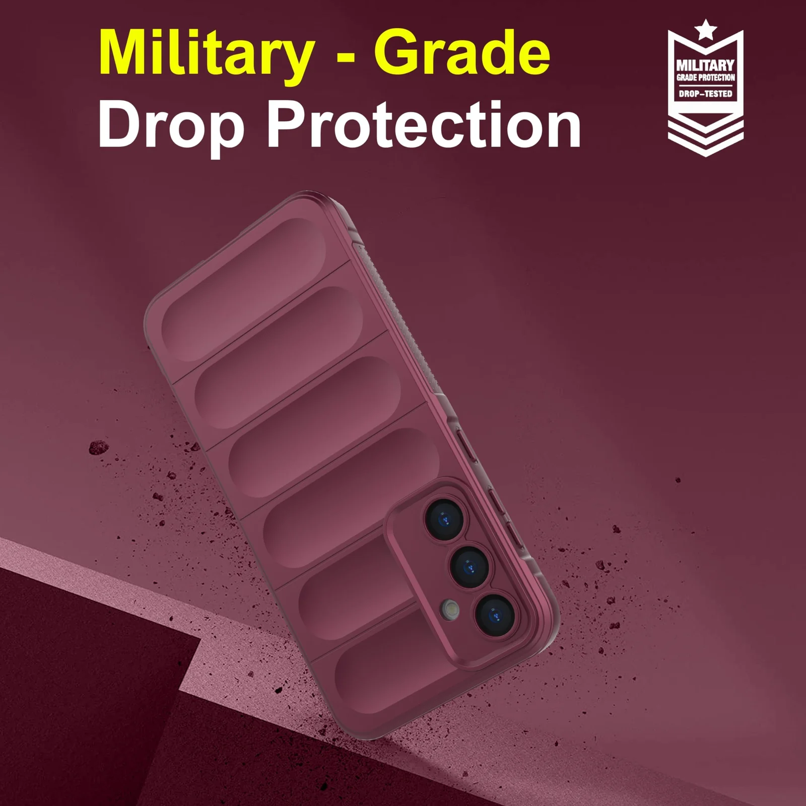 DL3 Mobilak Silicone Case for Samsung Galaxy S23 FE 5G Heavy Duty Protective [Slim Fit] Shockproof Soft Flexible Protective Design Shock-Absorption TPU Cover With Camera Protection - Wine Red