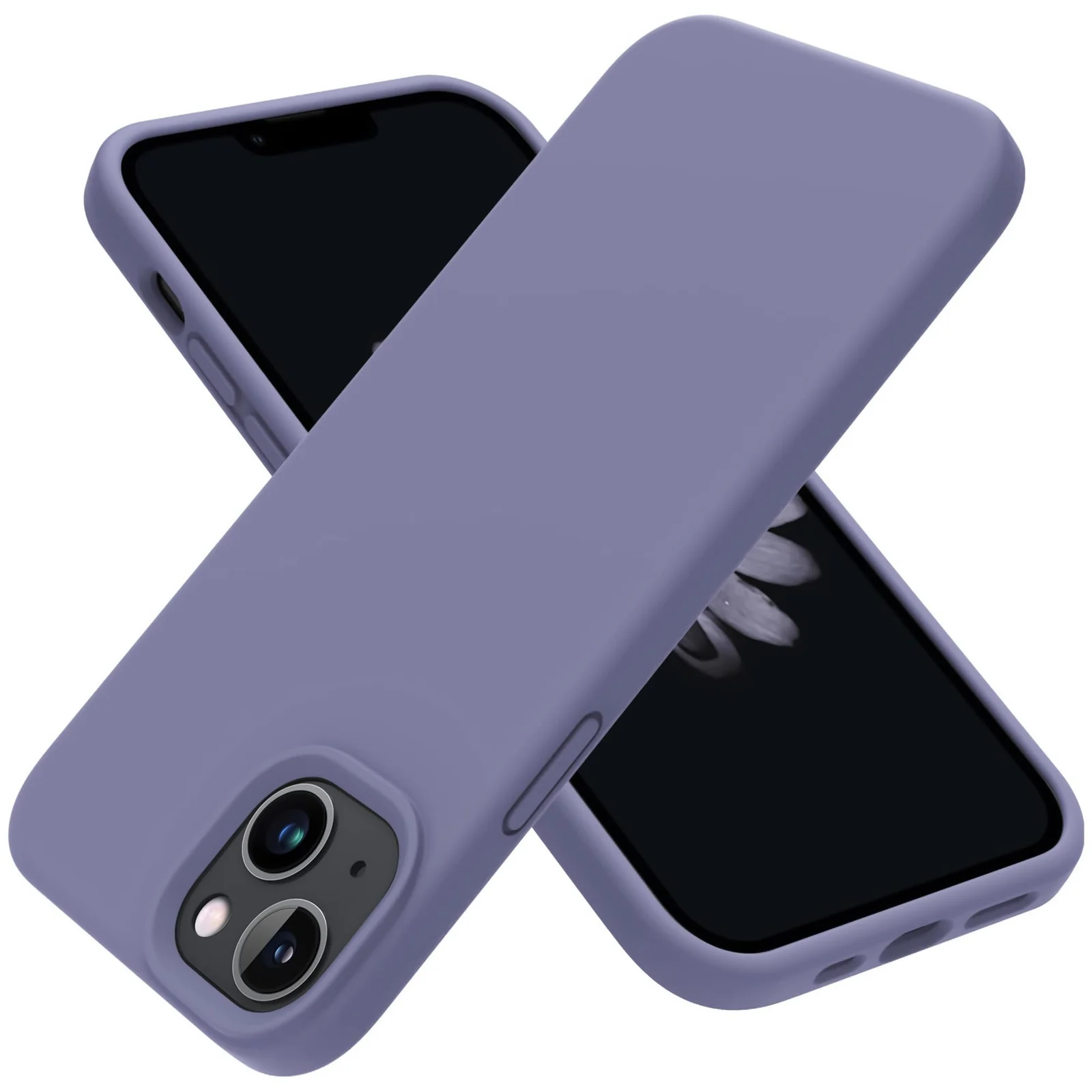 "DL3 Mobilak Compatible with iPhone 15 Plus/iPhone 14 Plus Case 6.7"", Slim Liquid Silicone 3 Layers Soft Gel Rubber Cover Protective Phone Case with Anti-Scratch Microfiber Lining - Lavender Blue"