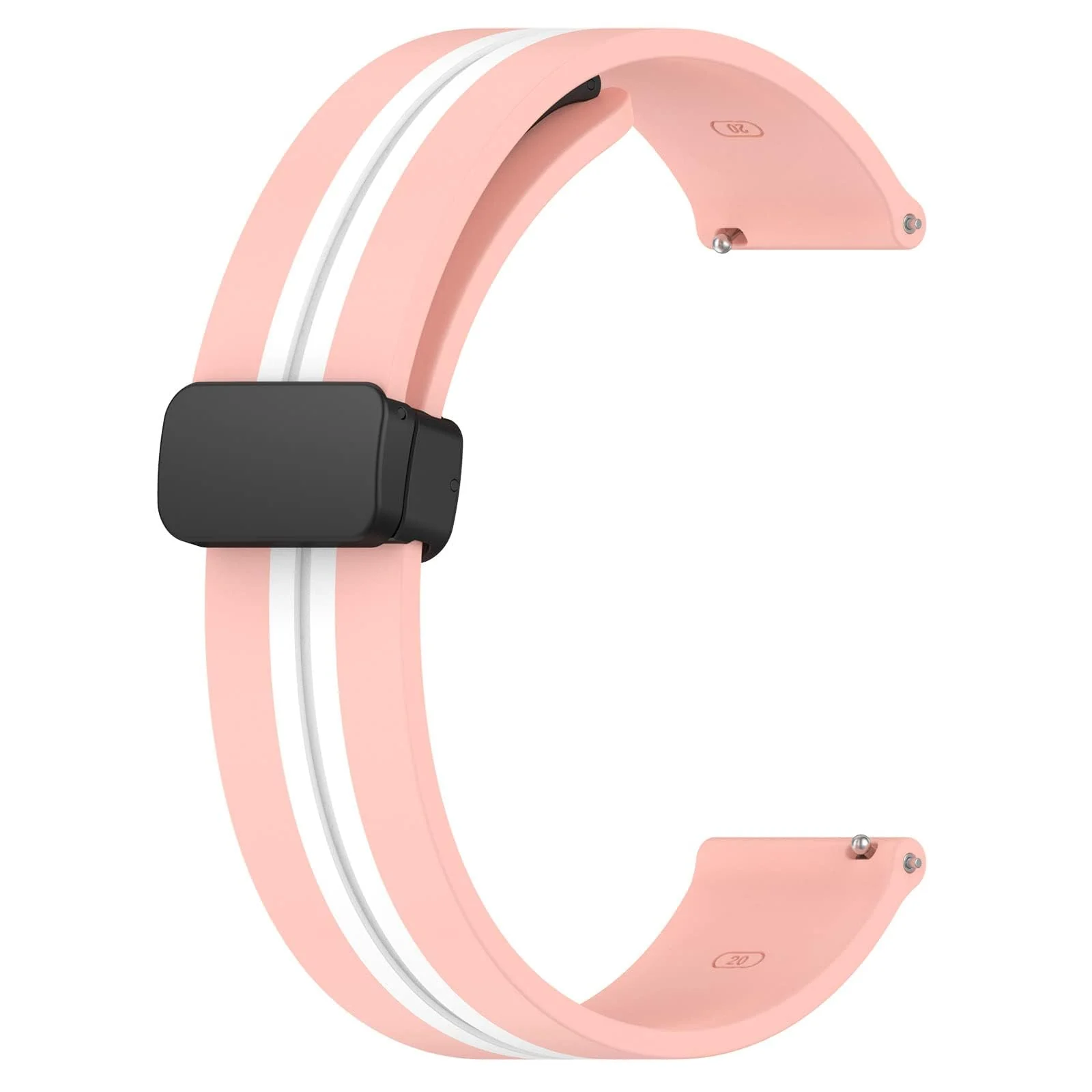 DL3 Mobilak Strap Silicone Magnetic Buckle 20MM For Samsung Gear Sport/Watch 6/5/4/5 Pro 45mm/S2 classic/active 2 40mm 44mm/Amazfit GTS 2/2e/GTS 3/3 Pro/GTS 4/GTS 2 Mini/3 Mini/4 Mini/Bip 3/Bip 3 Pro - Pink White