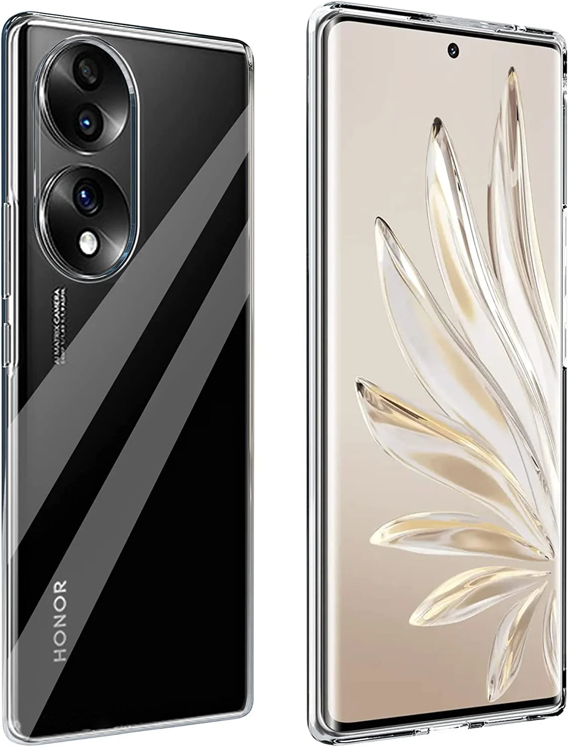 DL3 Mobilak Case Compatible with Honor 70 Case Crystal Soft TPU Gel Case Flexible Silicone Anti-Scratch Camera Protection TPU Cover - Clear
