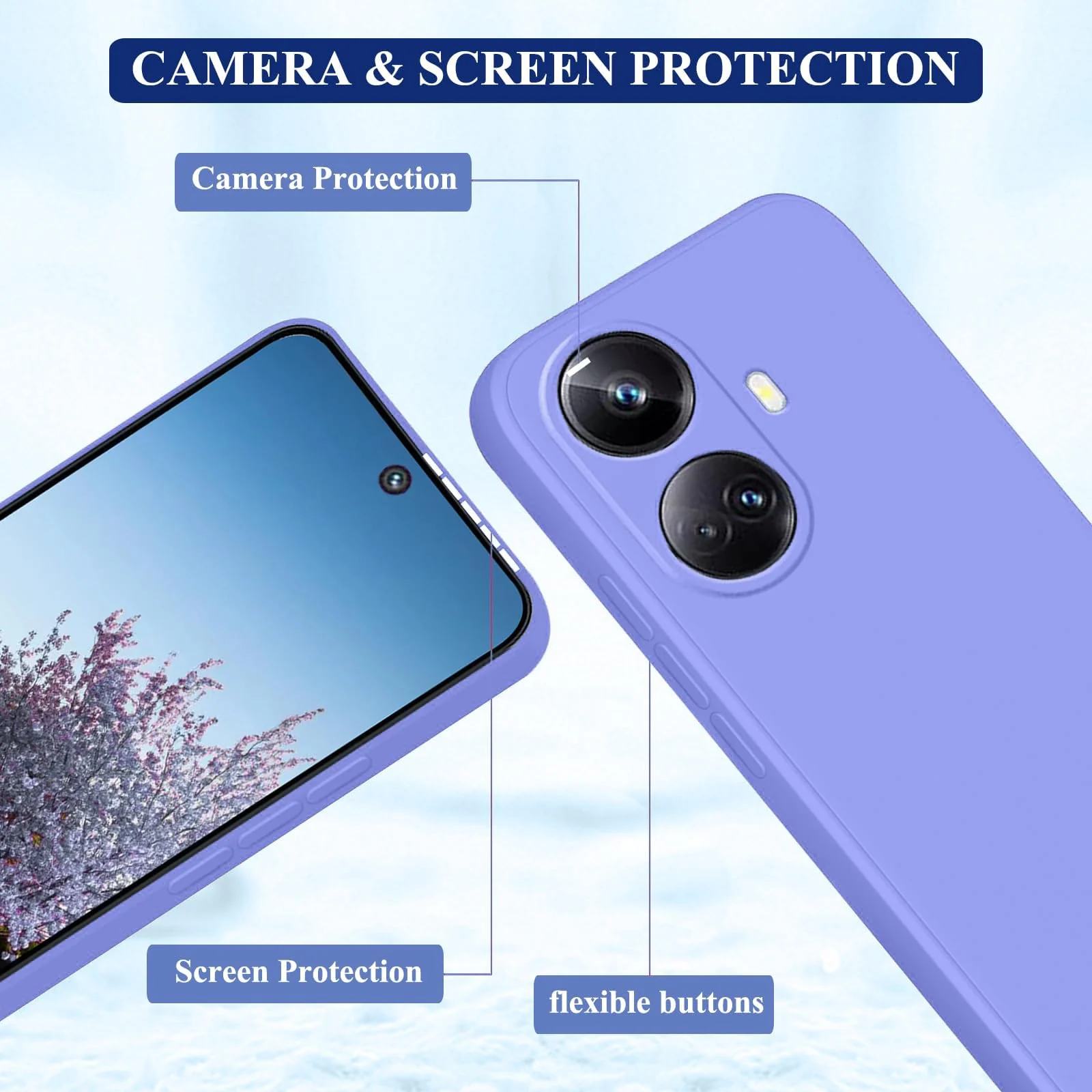 DL3 Mobilak Soft Silicone Protective Case for realme 10 pro plus with Microfiber Lining and Shockproof Design - Baby Blue