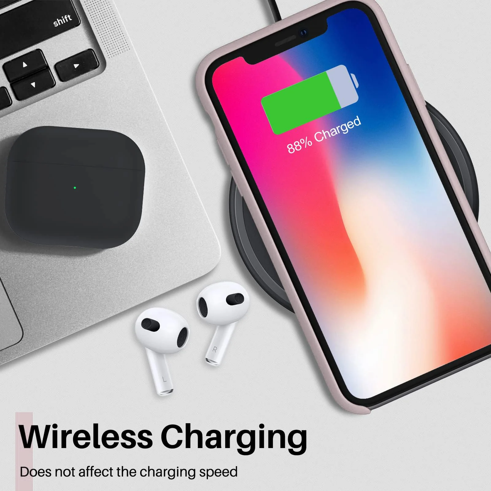 DL3 Mobilak Liquid Silicone Case for iPhone X / iPhone XS, Shock-absorbing protection, Scratch-resistant surface, Soft microfiber lining - Chalk Pink