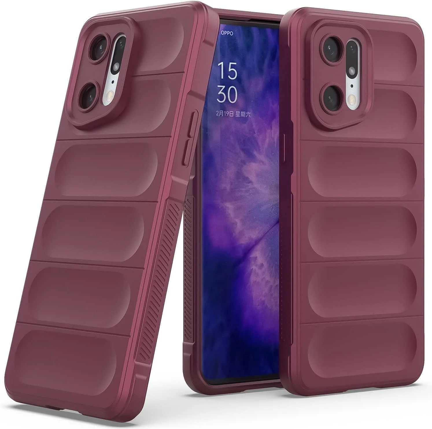 DL3 Mobilak Rugged Protective Case for OPPO Find X5, Camera protection, Shock-absorbing protection, Non-slip grip - Wine red